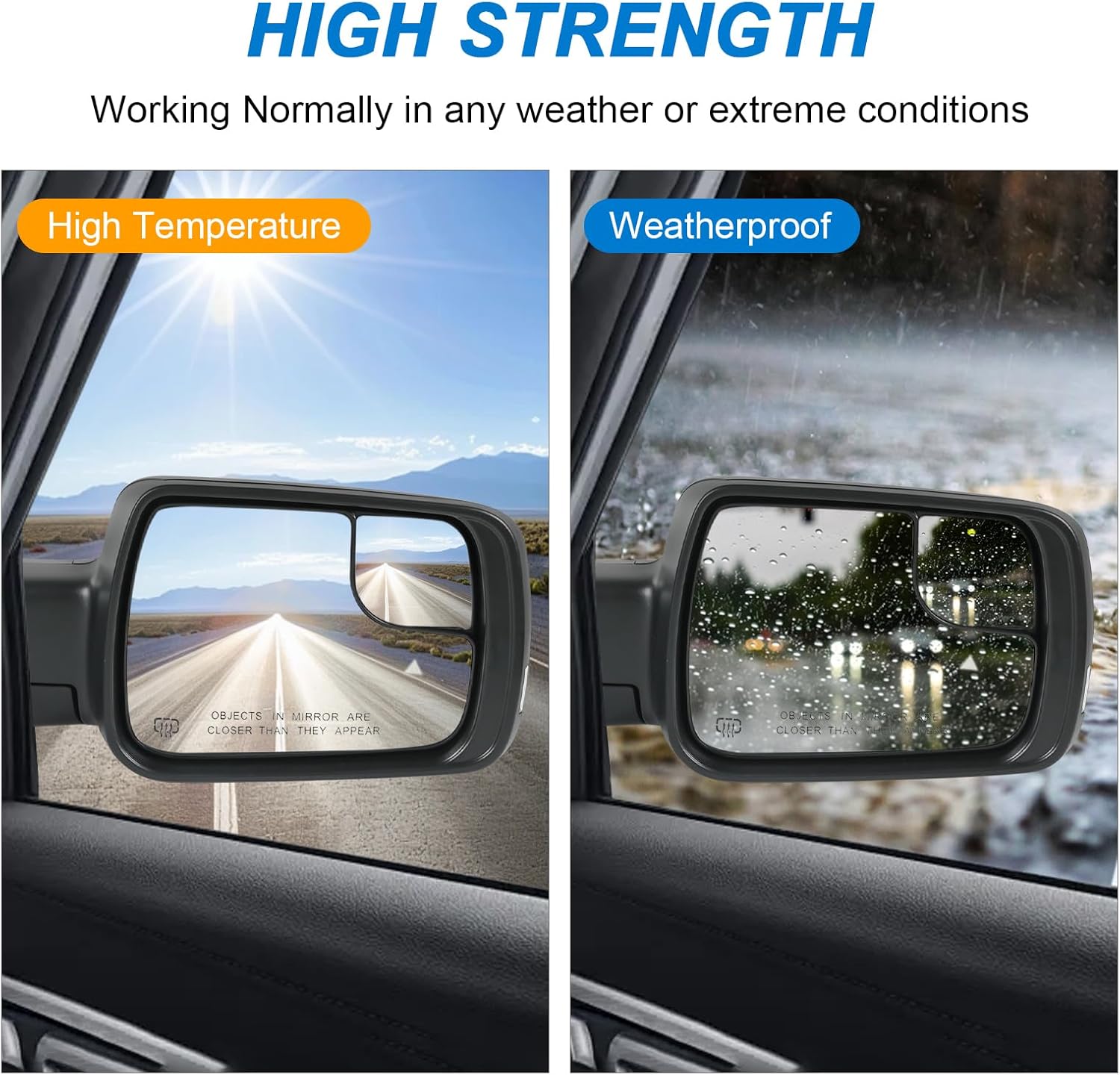 JDMSPEED Right Passenger Side Door Mirror Compatible with 2019-2025 Ram 1500 with Power Folding Heated Power Glass Turn Signal Puddle Light Blind Spot Detection Textured Black(11Pin)