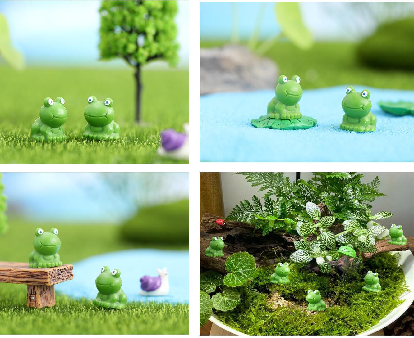 24pcs Mini Resin Frogs Cute Frog Figurines For Fairy Garden