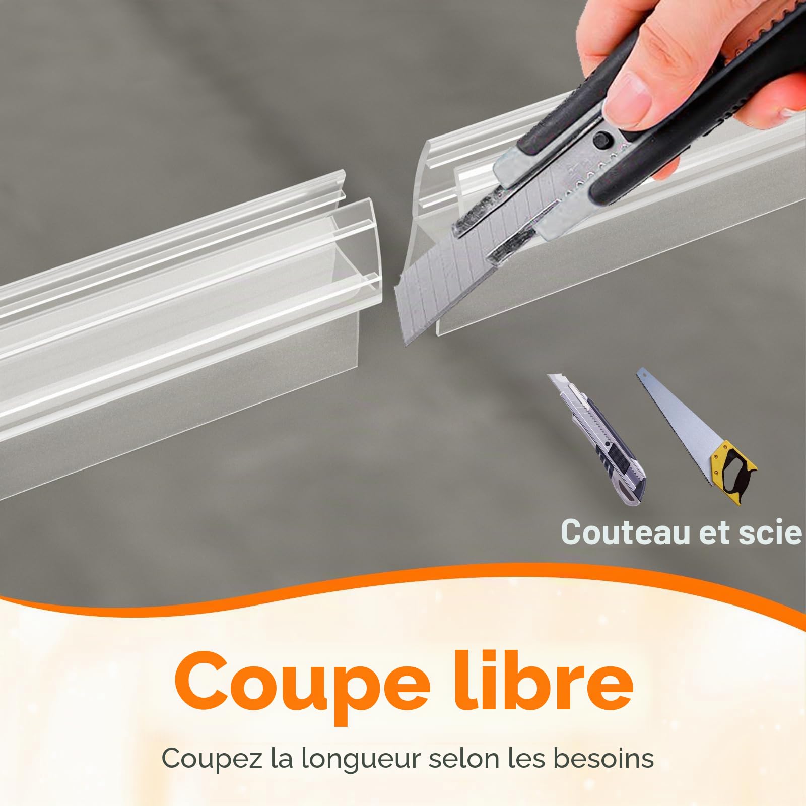 Joints d'étanchéité pour Portes de Douche en Verre 80CM, Vitre 5-8 MM, 2 Pièces, Transparent