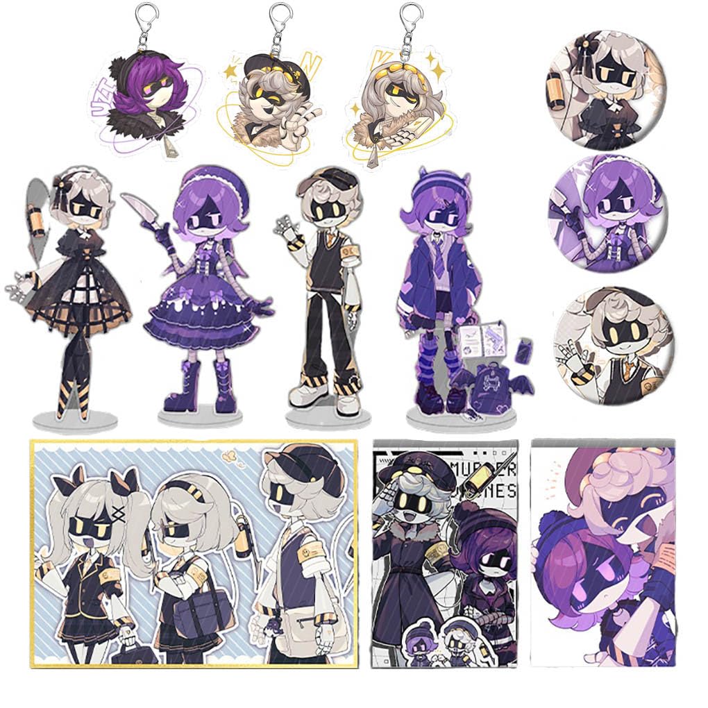 13 Murders UziDrone Lucky Bag Decor | Cartoon Figure Acryl Stand, Cards, Badges, Keychain | Murders UziDoorman Merch Box Set