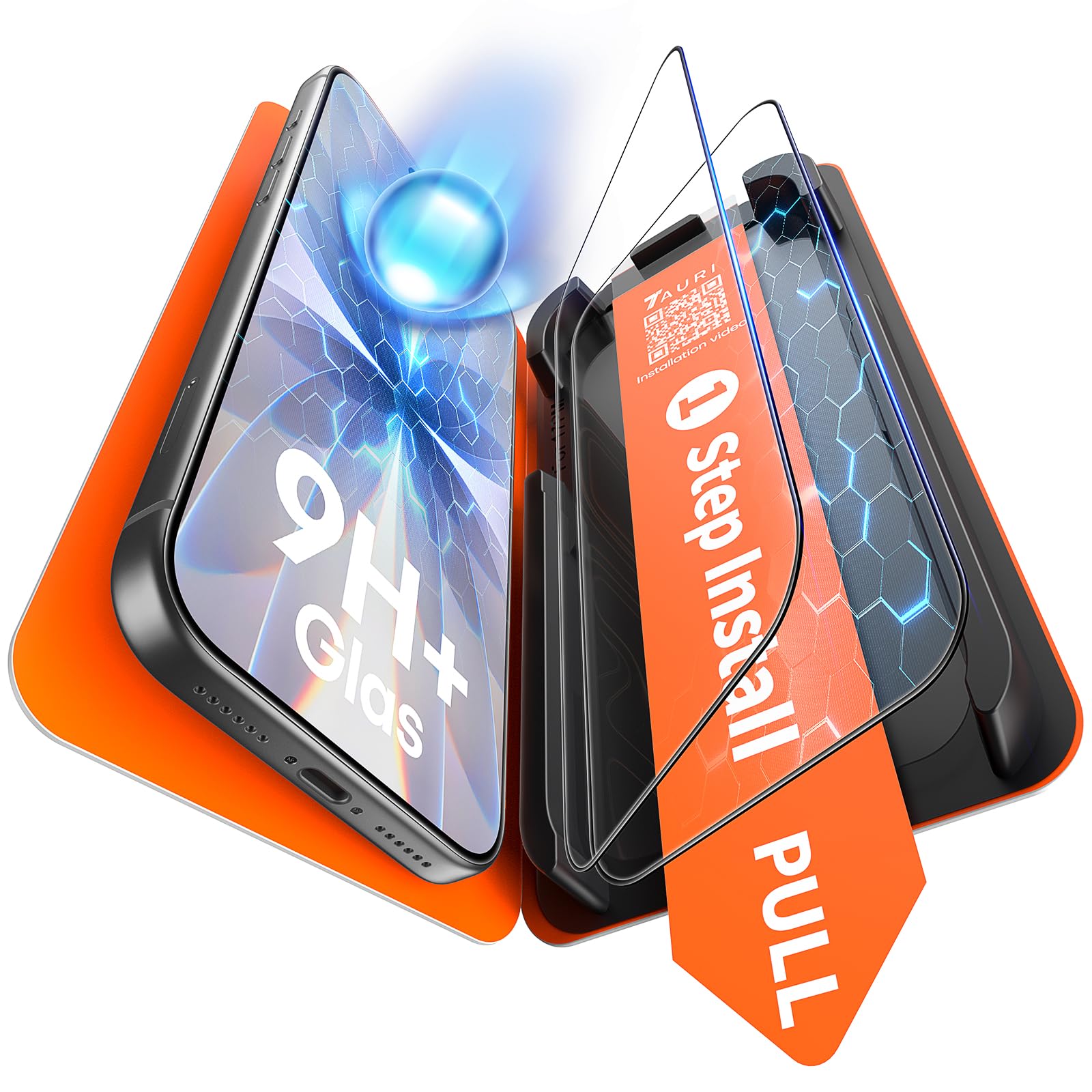 TAURI Designed for iPhone 17 Pro Screen Protector, 2 Pack 9H+ Tempered Glass Film + 1 Dust Free Installation Tool, [Military-Grade Shatterproof] Anti-scratch No Dust No Bubbles — view 11