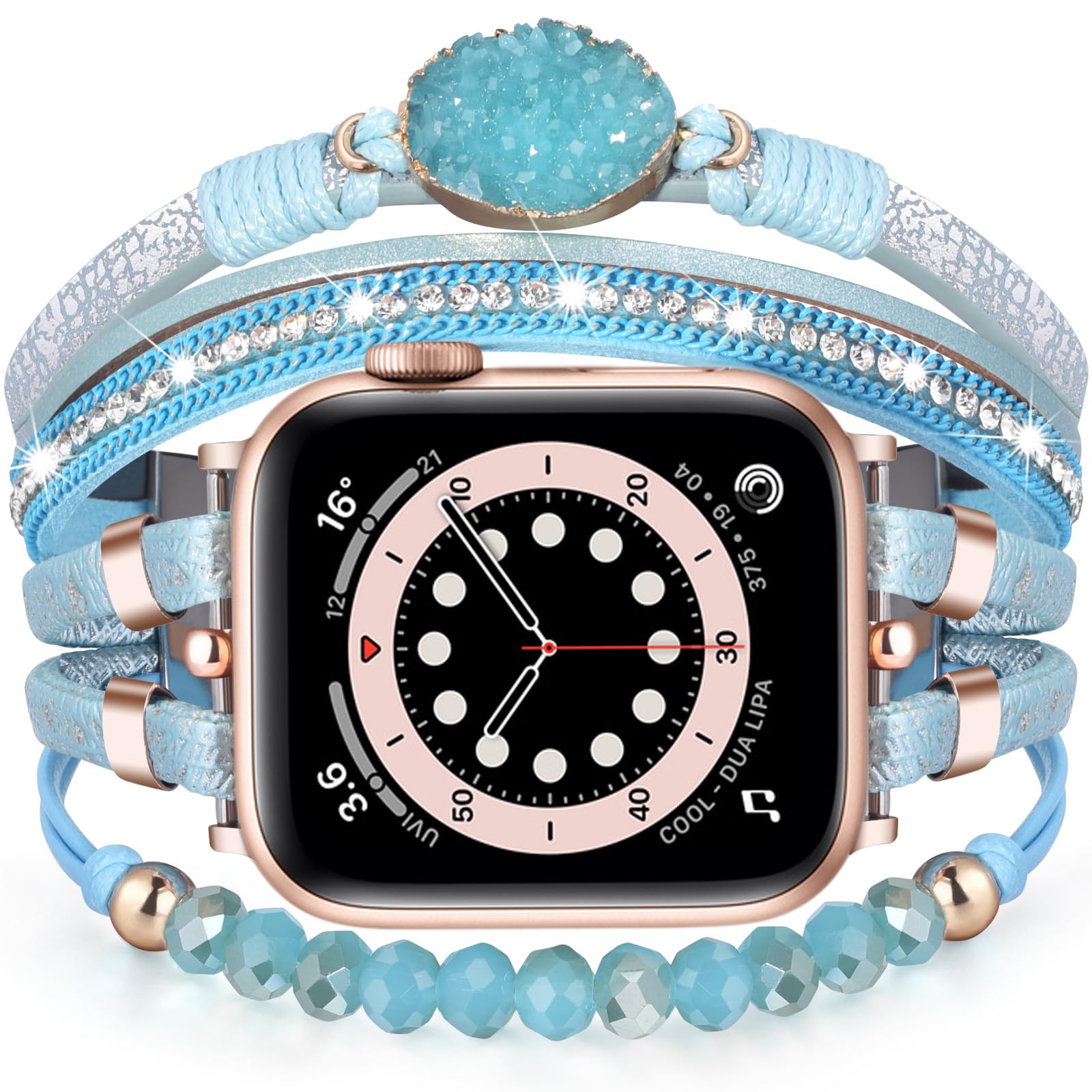 VISOOMBeaded Boho Bracelet Compatible for Apple Watch Band 40mm/38mm/41mm Series 8 7 SE Series 6/5/4 Women