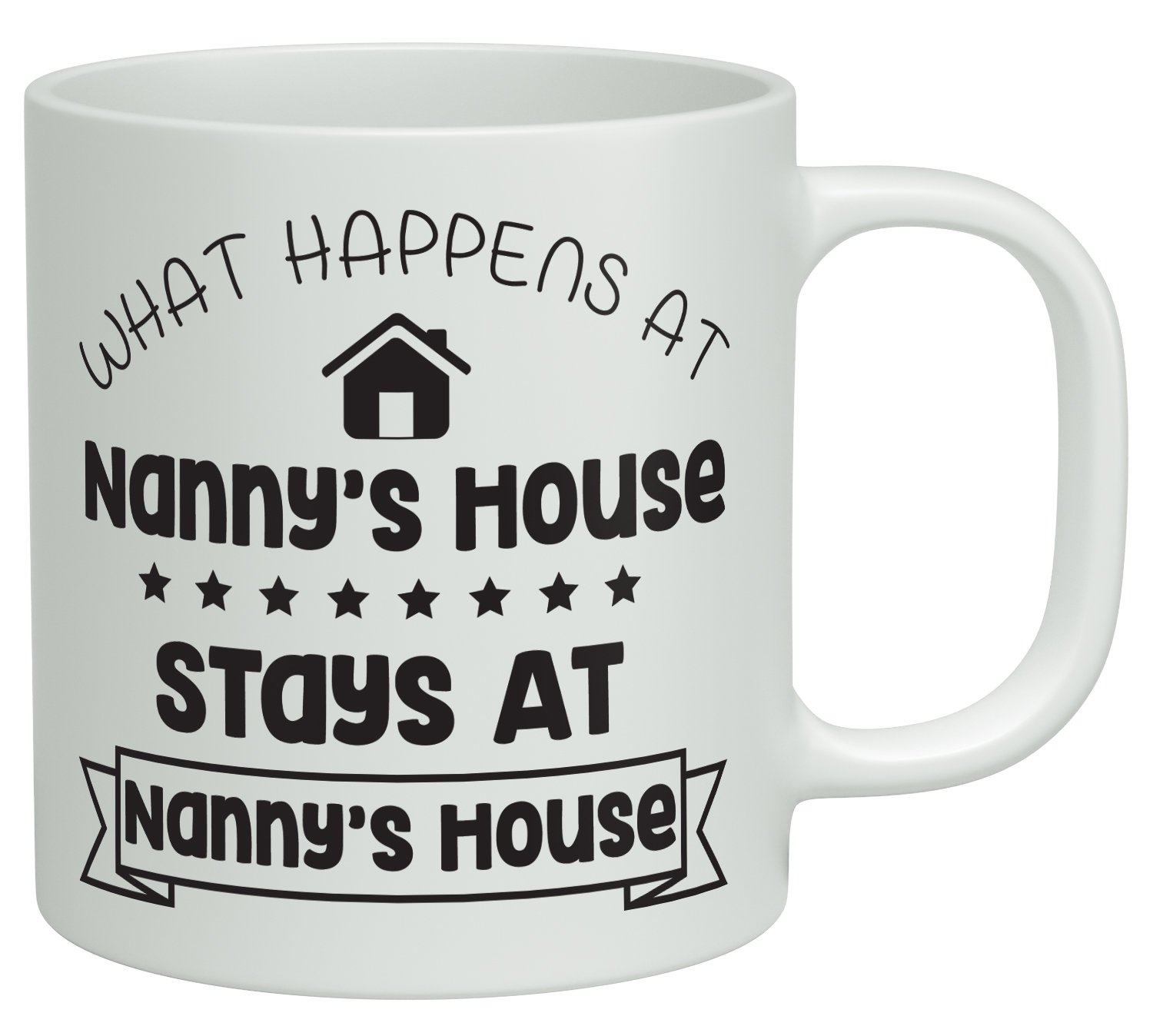 Shopagift White What Happens At Nanny's House Stays At Nanny's House Funny 10Oz Novelty Gift Mug Cup
