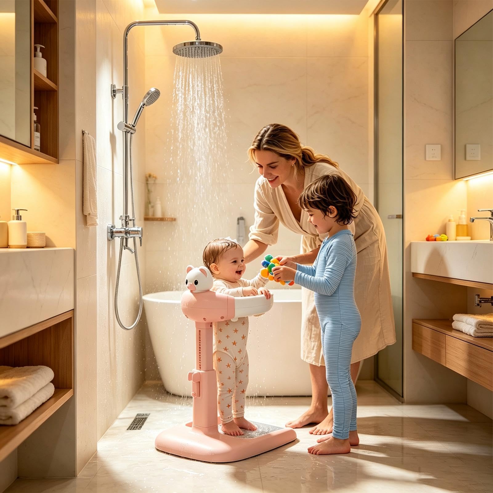 Supporto da bagno per bambini, , pieghevole, regolabile in altezza | In piedi Per Giovani Per Ragazzi Nuovi Genitori Nonni Routine Vacanze Giornaliere