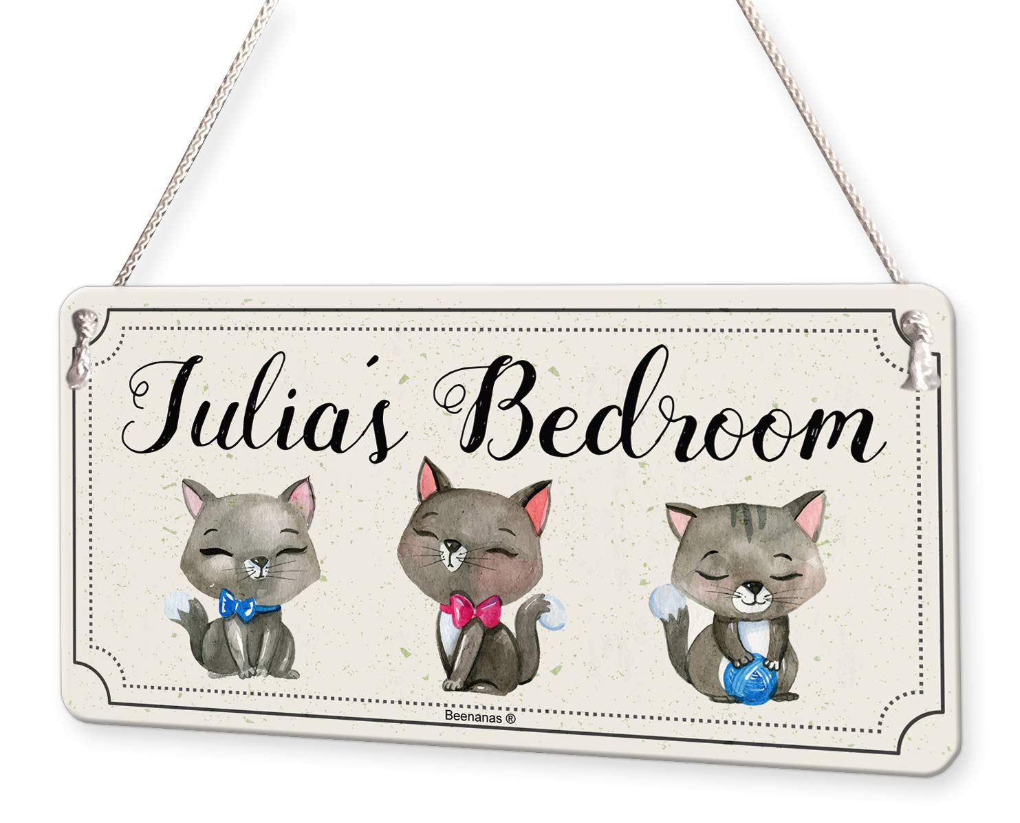 Beenanas Vibrant And Colorful With Black And White Cute Cat Drawings Kittens Personalised Childs Bedroom Door Sign Name Plaque