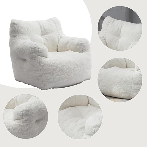 Miniatura 24 de Puf de tela de peluche ultra suave con relleno, sofá perezoso para adultos, niños, adolescentes, moderno y cómodo sofá de ocio para dormitorio, sala