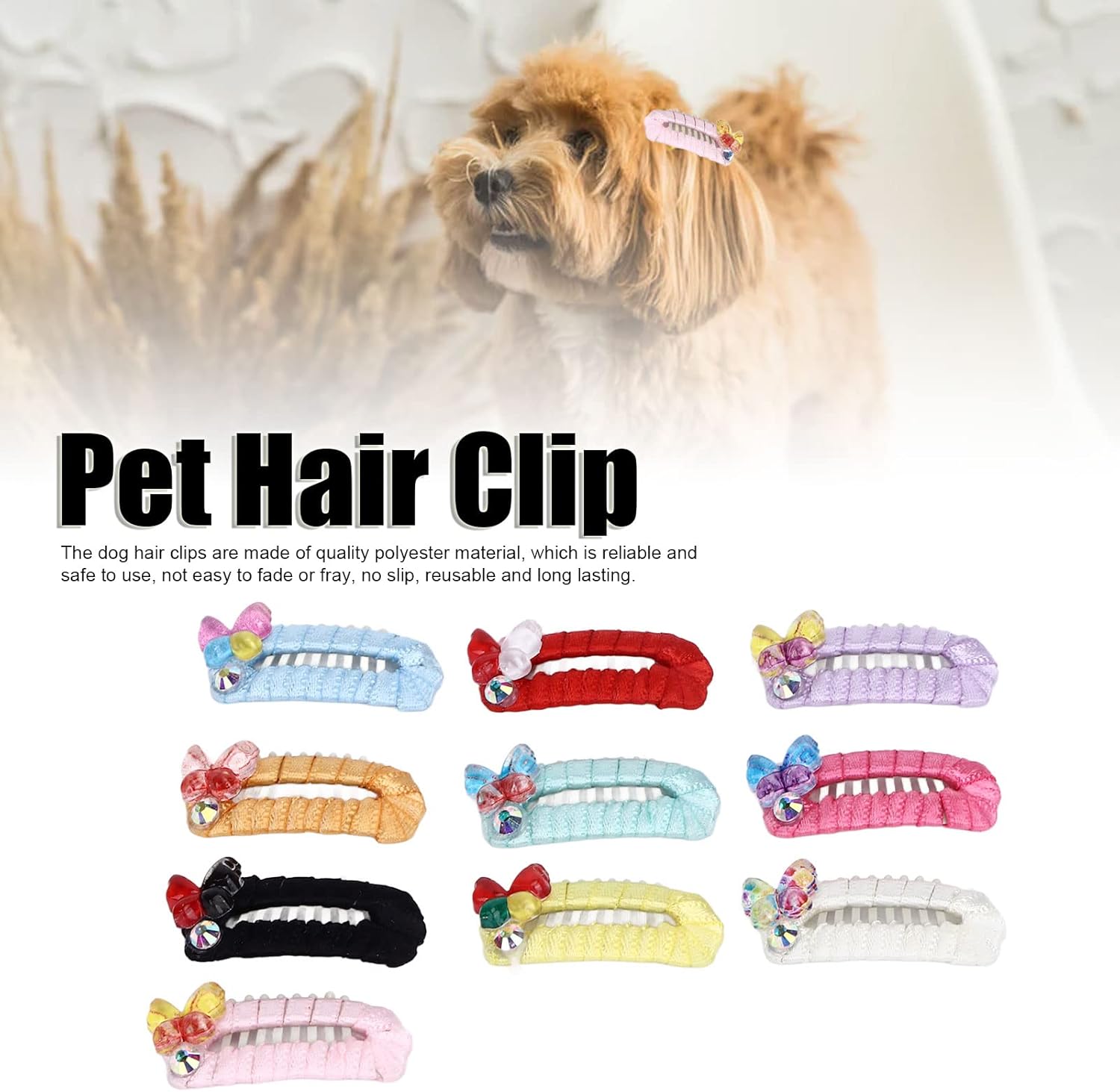 POCREATION 10pcs Pet Hairpin, Pet Hair Clip Stylish Snap Hair Barrettes Cute Hair Barrettes Puppy Grooming Hair Accessories for Small Medium Cats and Dogs