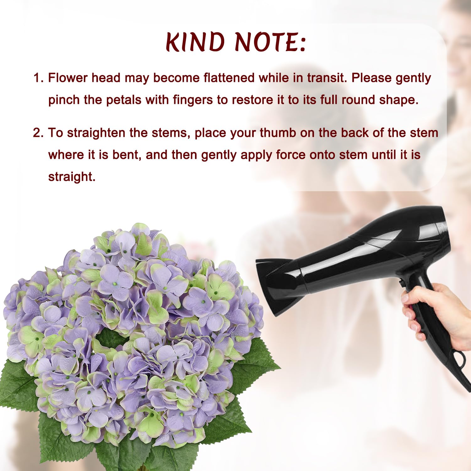 Hollyone Violet Green Hydrangeas Bunch Artificial Flowers - Image 3