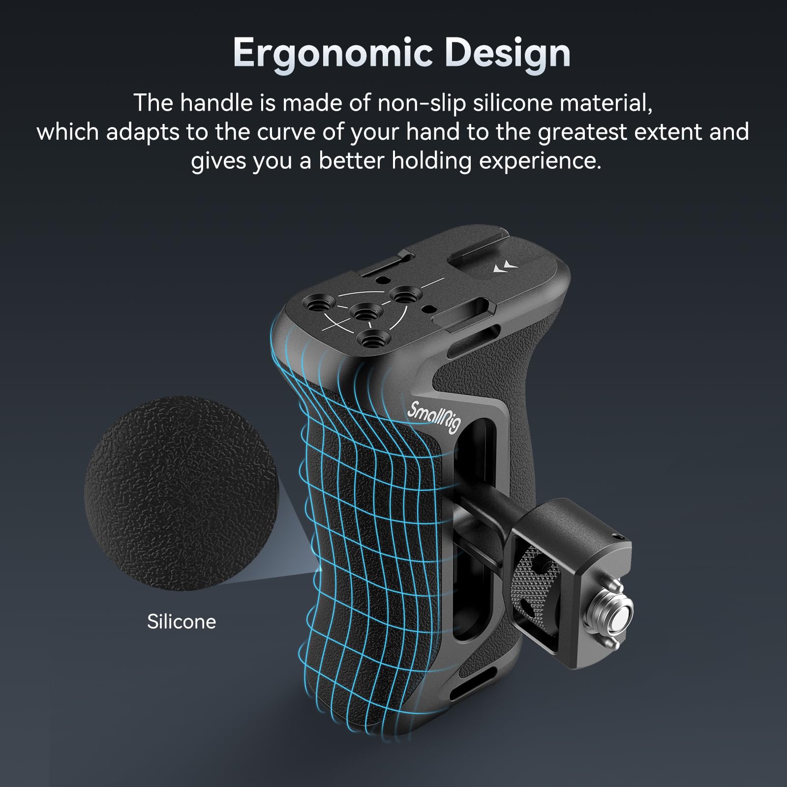 SMALLRIG Side Handle with Two-in-One Locating Screw (Sia 1/4'' che 3/8''), Punto di Montaggio Estensibile, Impugnatura Ergonomica per Sony Alpha 7 V - 4346