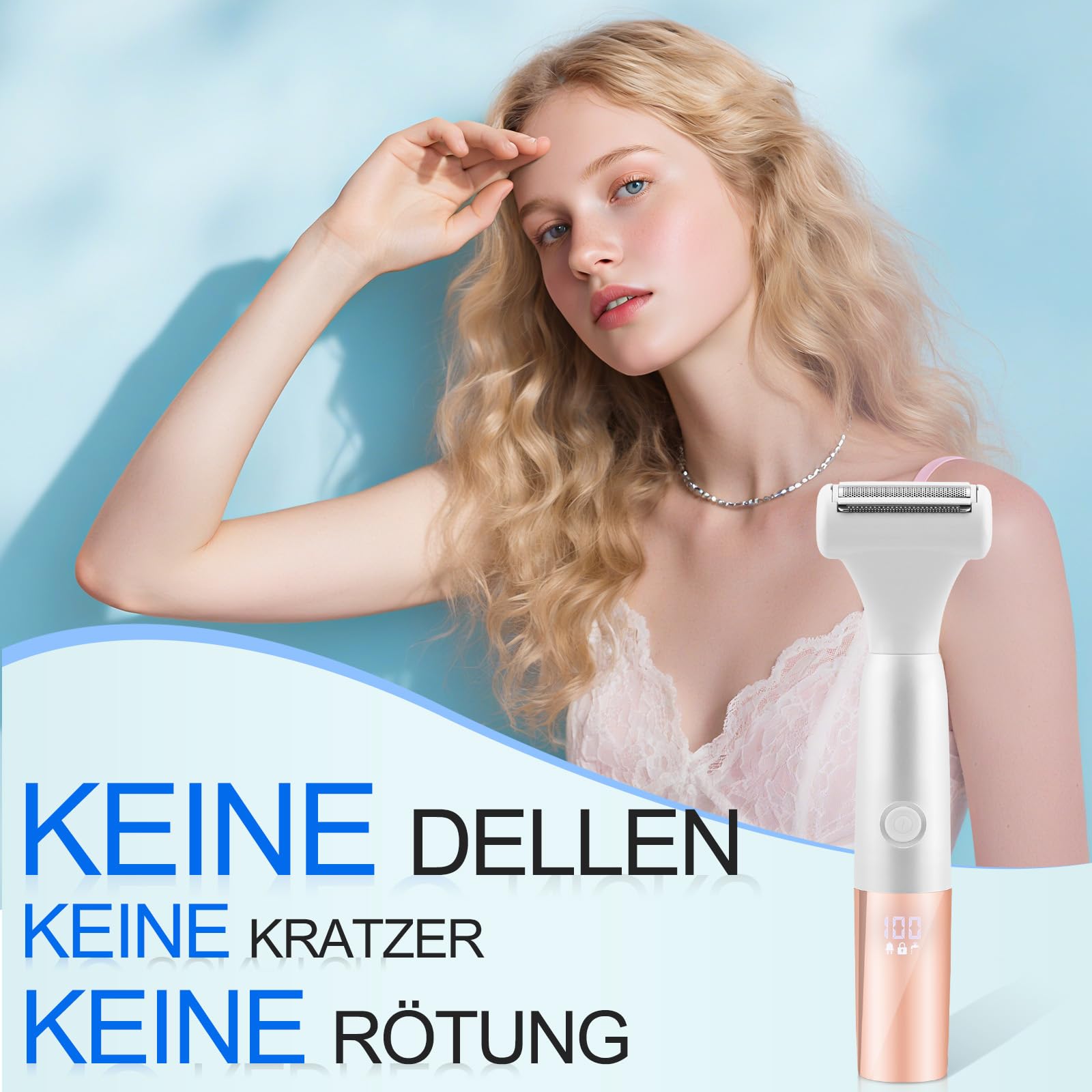 5-In-1 Bikini Trimmer, Kabellos Rasierer Damen, Elektrischer Intimrasierer für Frauen, IPX7 Wasserdichter & LCD-Display, Damenrasierer Intimbereich Elektrisch für Gesicht Bikini Achseln Beine