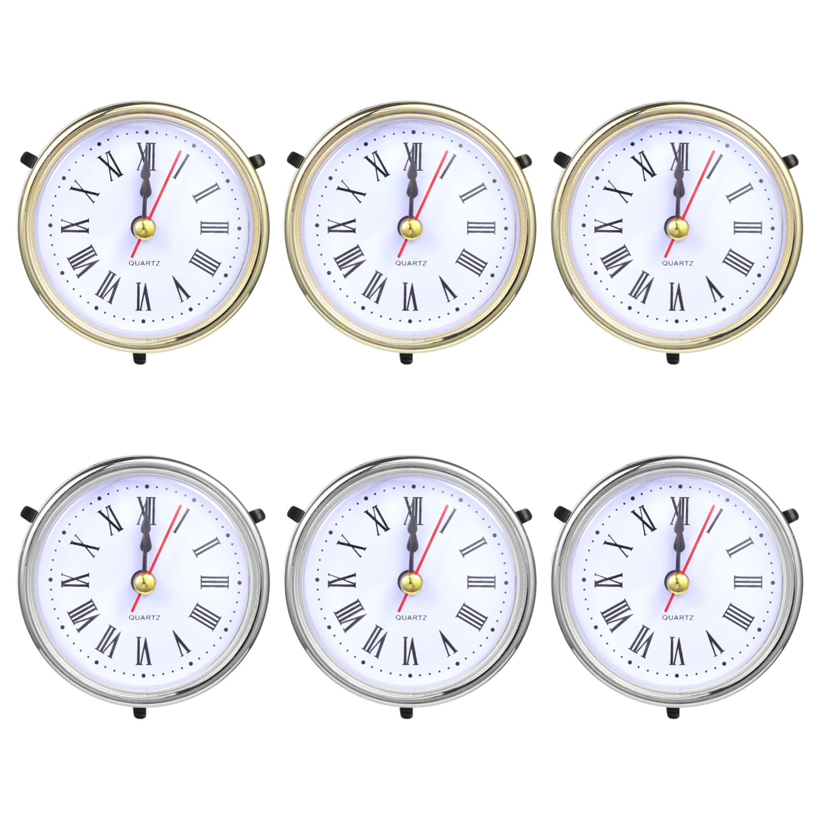 YHomU 6 PCS Clock Parts for Clock Resin Mold, Roman Numerals Clock Piece for Epoxy Resin Clock Casting Mold, Battery Powered Quartz Clock for Table Clock Decor DIY Present, 2 Colors Golden Silver