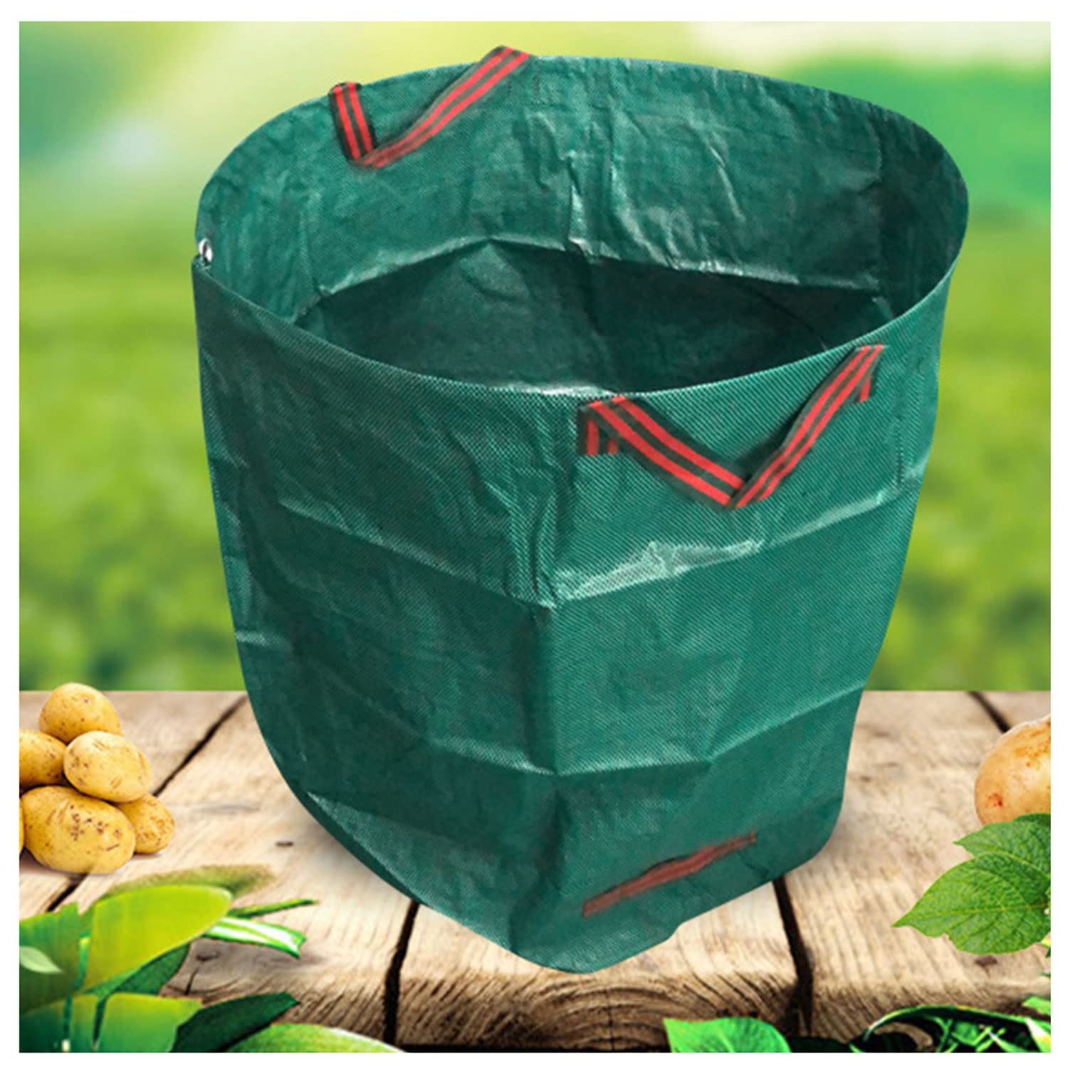 Gartensäcke Gartenabfallsack mit Griffen120L/272L/300L/400L/500L Laubsack für Gartenabfälle, UV-Stabil und Wasserabweisend für Gras Laub Gartenabfall Grünschnitt (Color : 3pcs, Size : 500L)
