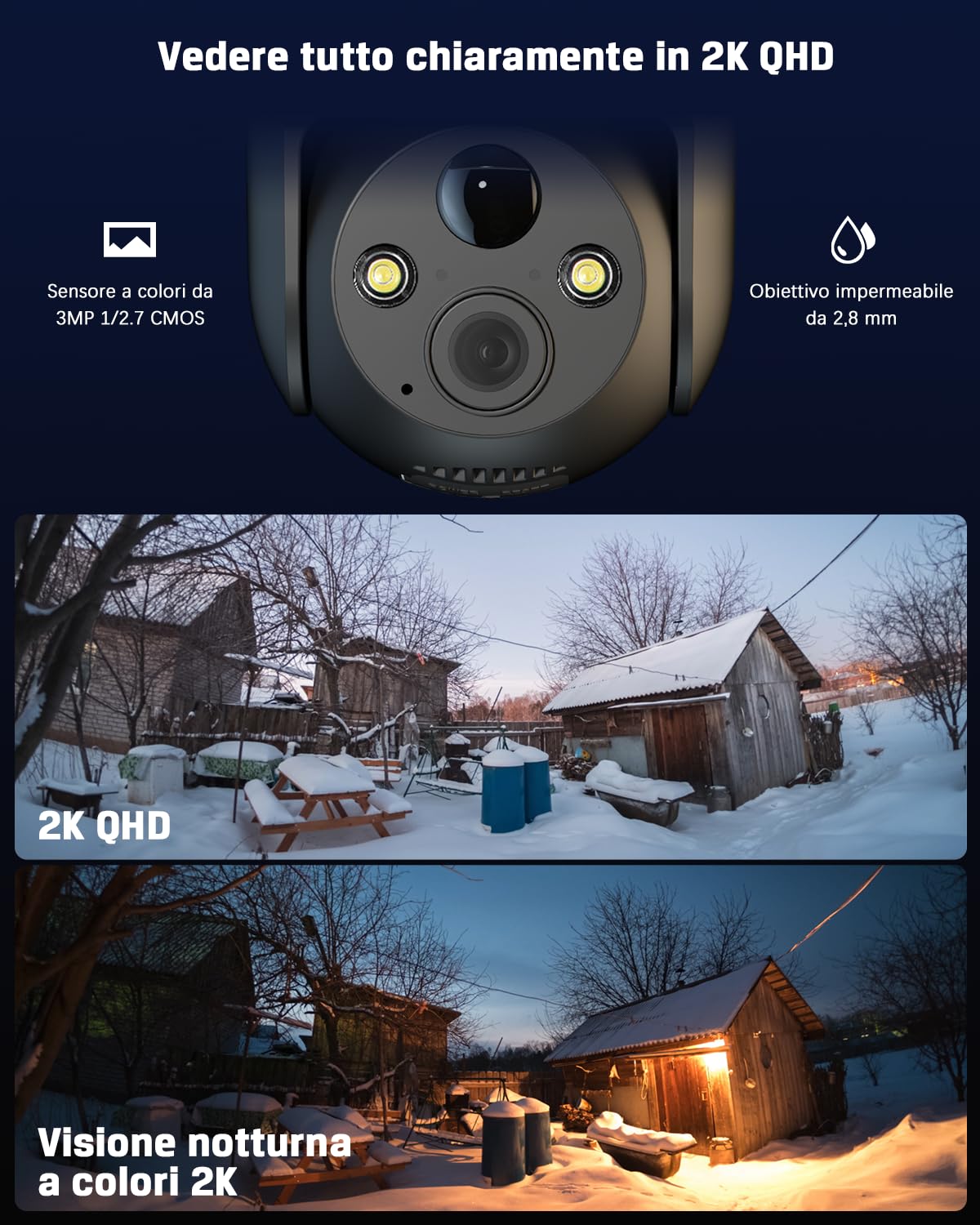 COCOCAM 4G LTE Telecamera Esterno con SIM Carta | 2K PTZ Senza Fili con 6W Pannello Solare, Batteria 10000 mAh, Rilevamento Umano PIR, Riconoscimento AI, Funziona con Alexa