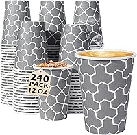 Huifany 12 oz Disposable Paper Coffee Cups 240 Pack - Insulated for Hot & Cold Drinks, Sturdy Anti-Scald Design