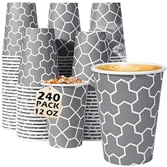 Huifany Coffee Cups 12 oz Paper Cups 240 Pack Disposable Coffee Cups 12 oz Hot Cup Disposable Cups