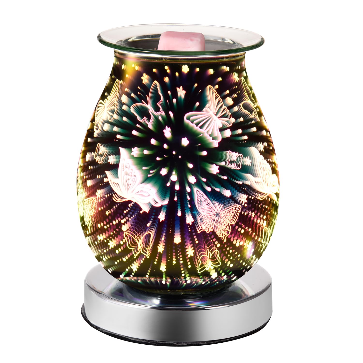 Wax Lume Electric Wax Burner – Touch Control Candle Warmer, 3D Butterfly Effect, Adjustable Light/Heat Settings, Flameless Aroma Diffuser with Removable Dish, Energy-Saving Wax Melter for Home