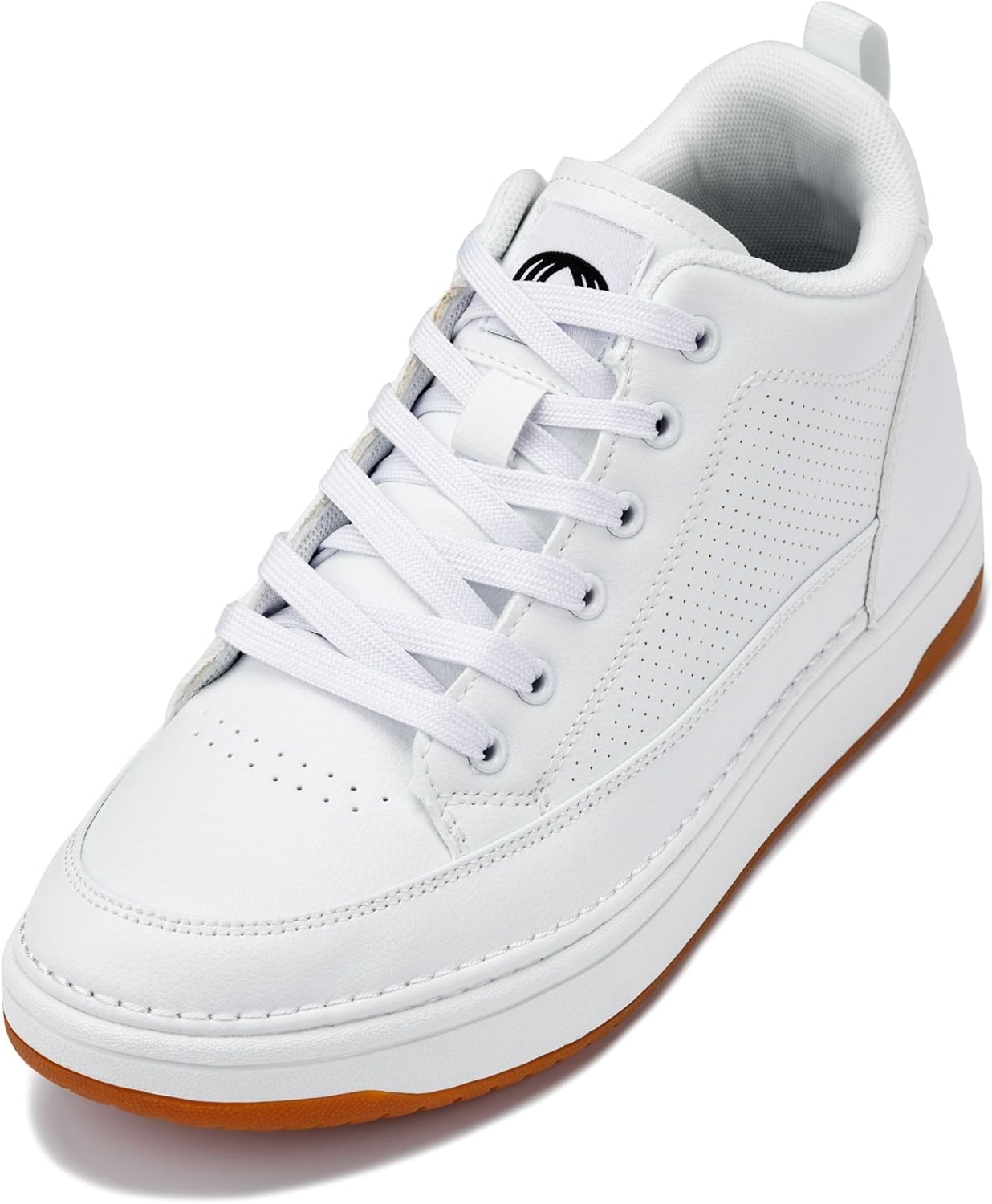 CALTO Men's Invisible Height Increasing Elevator Shoes - Casual Low-top Leatherette Sneakers - 2.4 Inches Taller