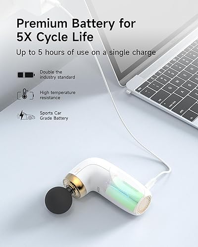 Miniatura 4 de A1 Super Mini pistola de masaje, masajeador muscular de percusión de tejidos profundos, pistola de masaje compacta de viaje deportivo, masajeador