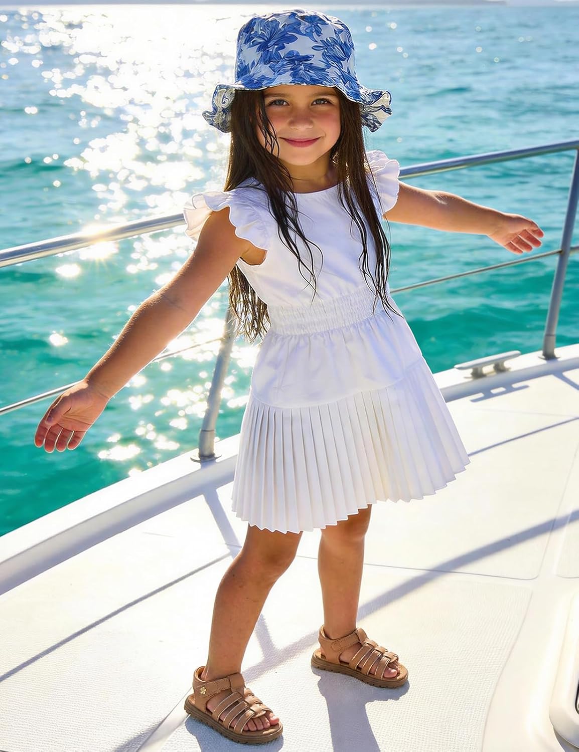 QIY Toddler Girl Sandals Little Kids Summer Dress Shoes Open Toe Flats Princess Sandals for School Beach Party