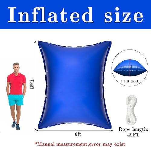 Miniatura 9 de 4 almohadas de aire de piscina para piscinas sobre el suelo, cubierta redonda de invierno de 4 x 4 pies, ecualizador de hielo, soporte de cierre de