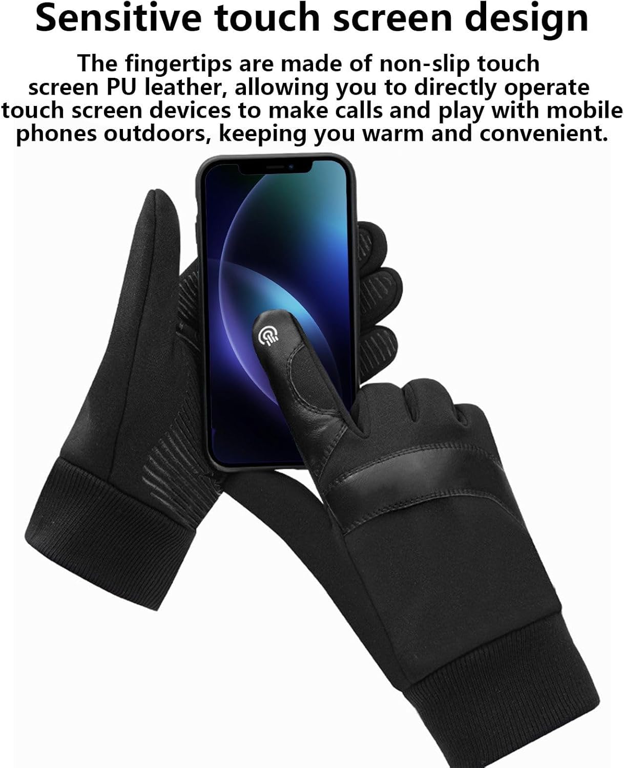 加熱手袋 &ndash; USB充電式ブラックグローブ、寒冷地用ハンドウォーマー、タッチスクリーン対応、防雨、防風、滑り止め、調節可能な熱| サ