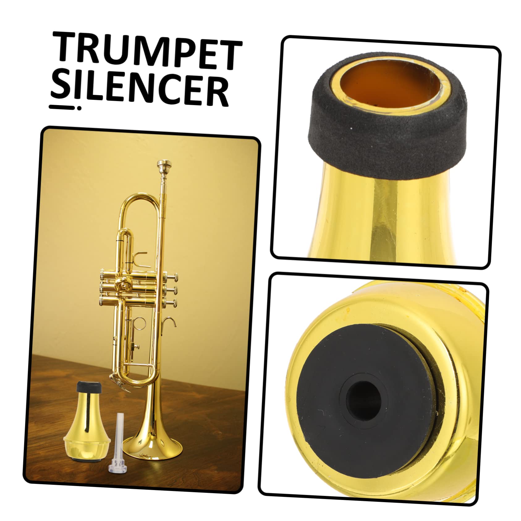 ibasenice 3sets Sordina Per Tromba Mute Dritto Pratico Accessorio Musicale Compatto e Leggero Per Pratica Silenziosa e Modifica Del Suono Include Mute e Bocchino Trasparente