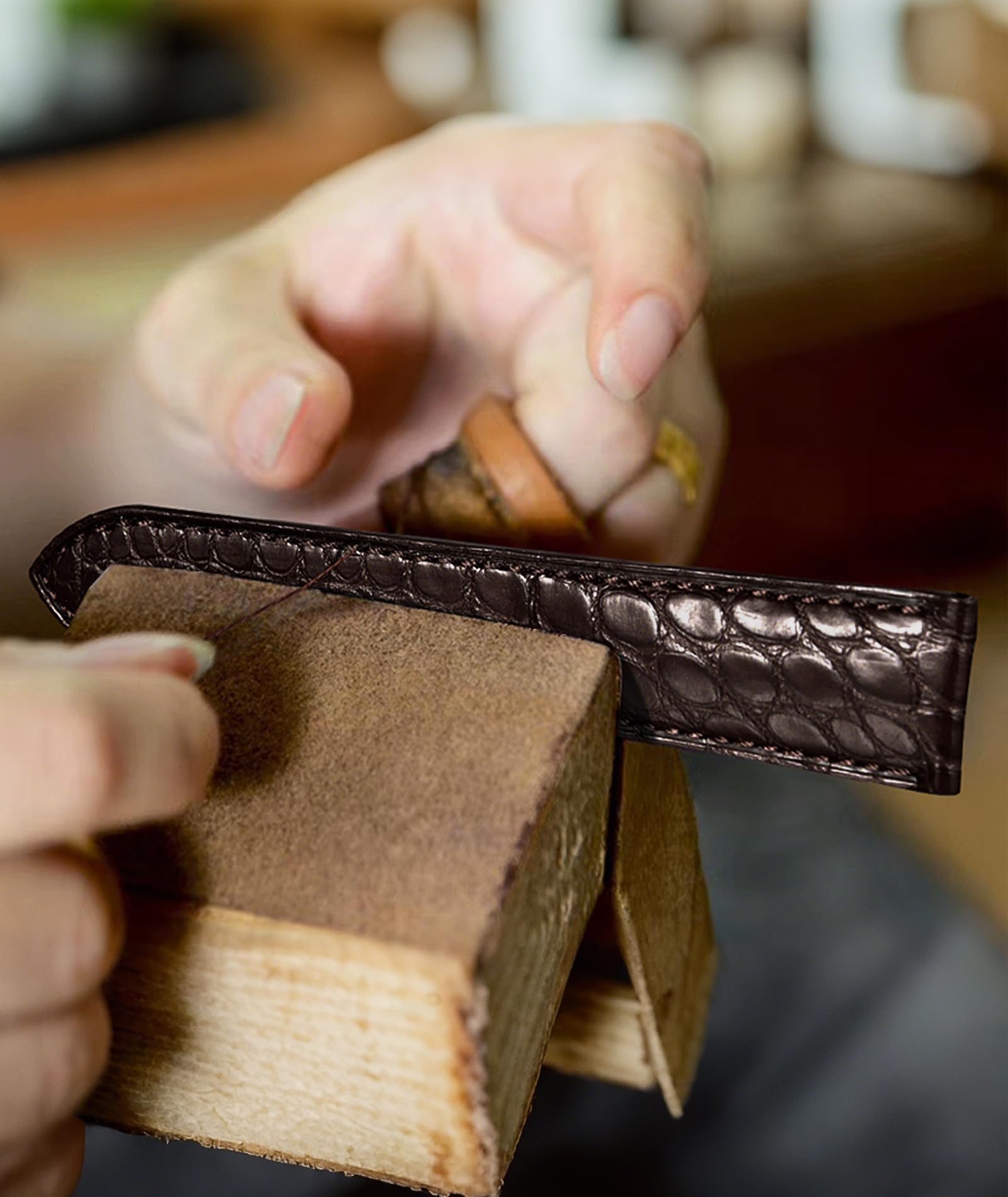 BINLUN Alligator Leather Watch Bands for Men Watch Straps Handmade Crocodile Grain Quick Release Replacment Genuine Classic Leather Women Watchband Deployment Silver Buckle, Black 18mm