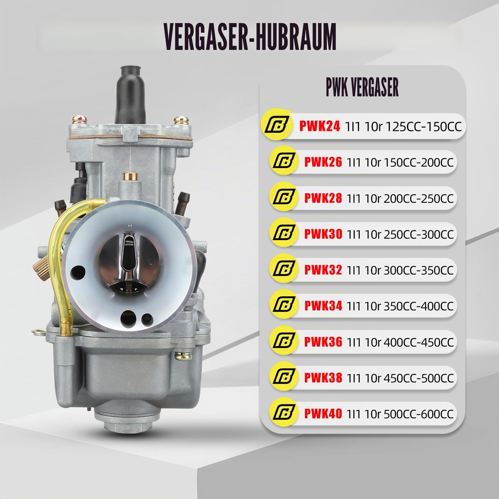 NIBBI PWK 24MM Vergaser mit drei Hauptdüsen und einem Pilotstrahl des Performance Racing Vergasers für Ersatz Keihin oder Mikuni Vergaserdüsen