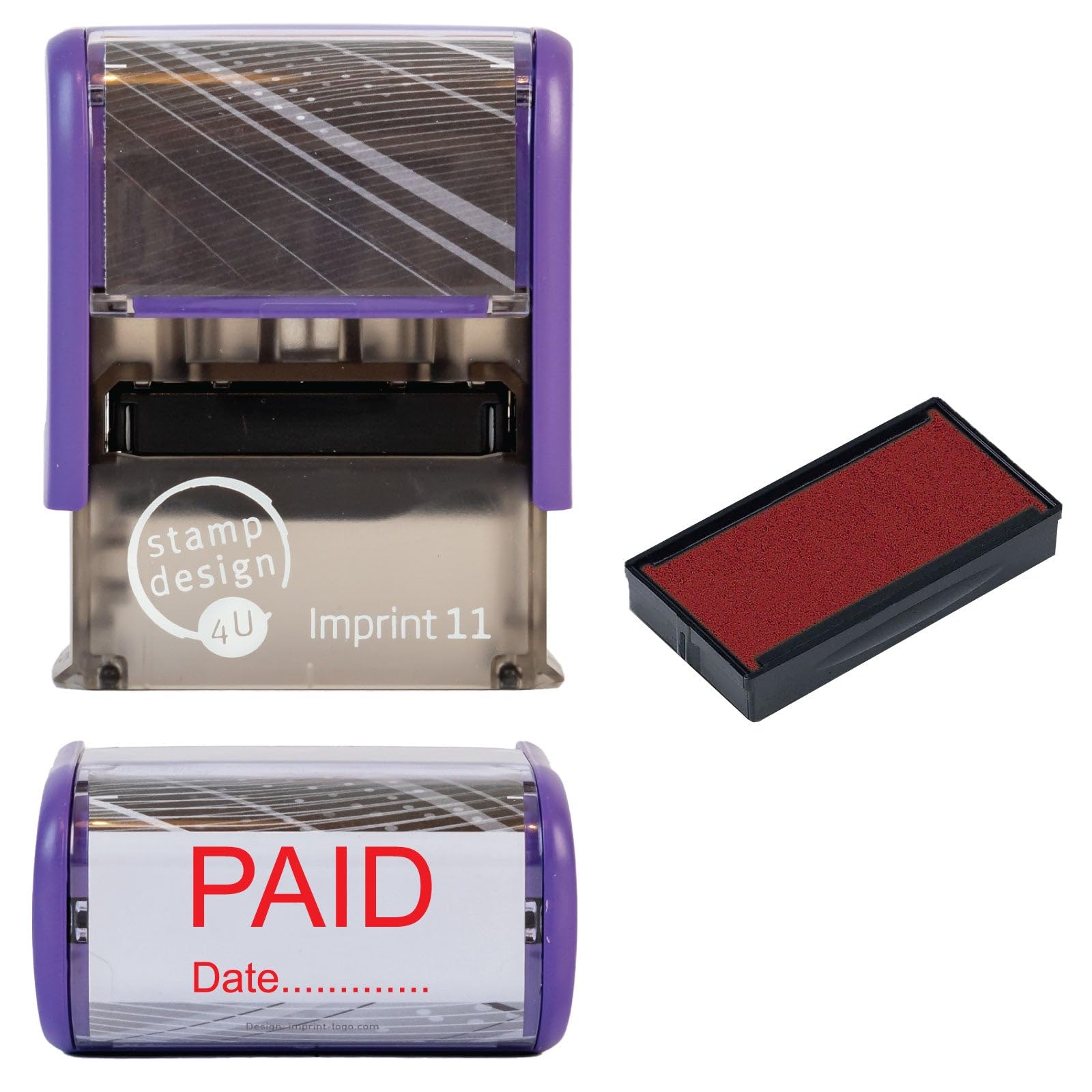 Paid with Date Rubber Stamp Self Inking- SD4U Imprint 11 38 x 14mm - Capital Bold Lettering to Ink Your Documents