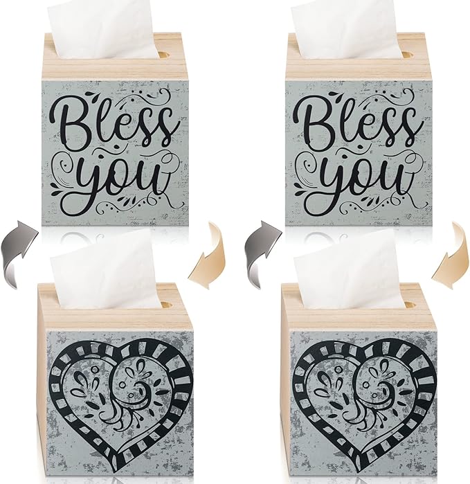 Ctosree 2 Pieces Bless You Tissue Box Cover Farmhouse