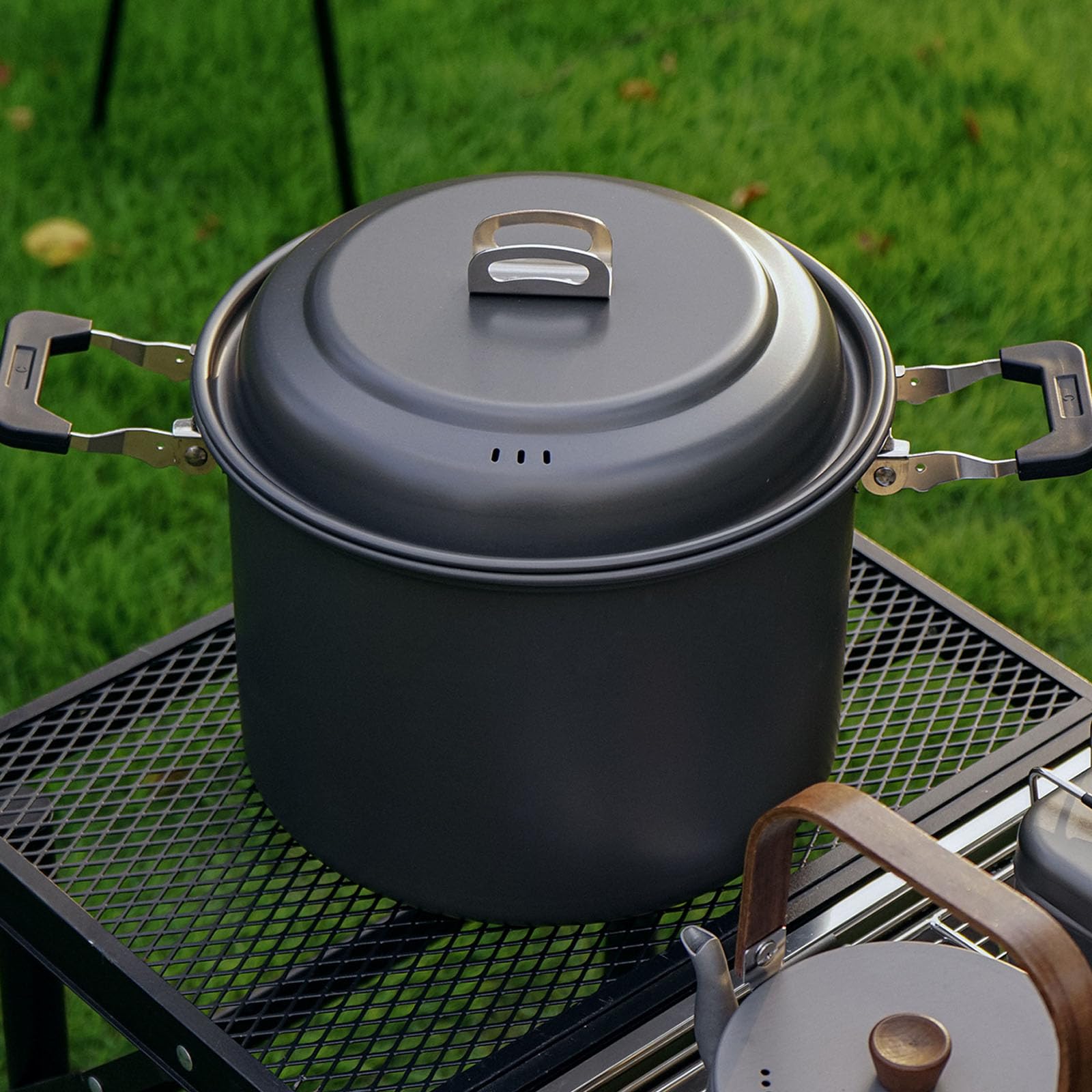 Camping Kochtöpfe, Hartaluminium, Camping Kochgeschirr, Multifunktions Camp Kochgeschirr, leicht, für Camping, Picknicks, Suppe, Outdoor, Suppe, Grillen