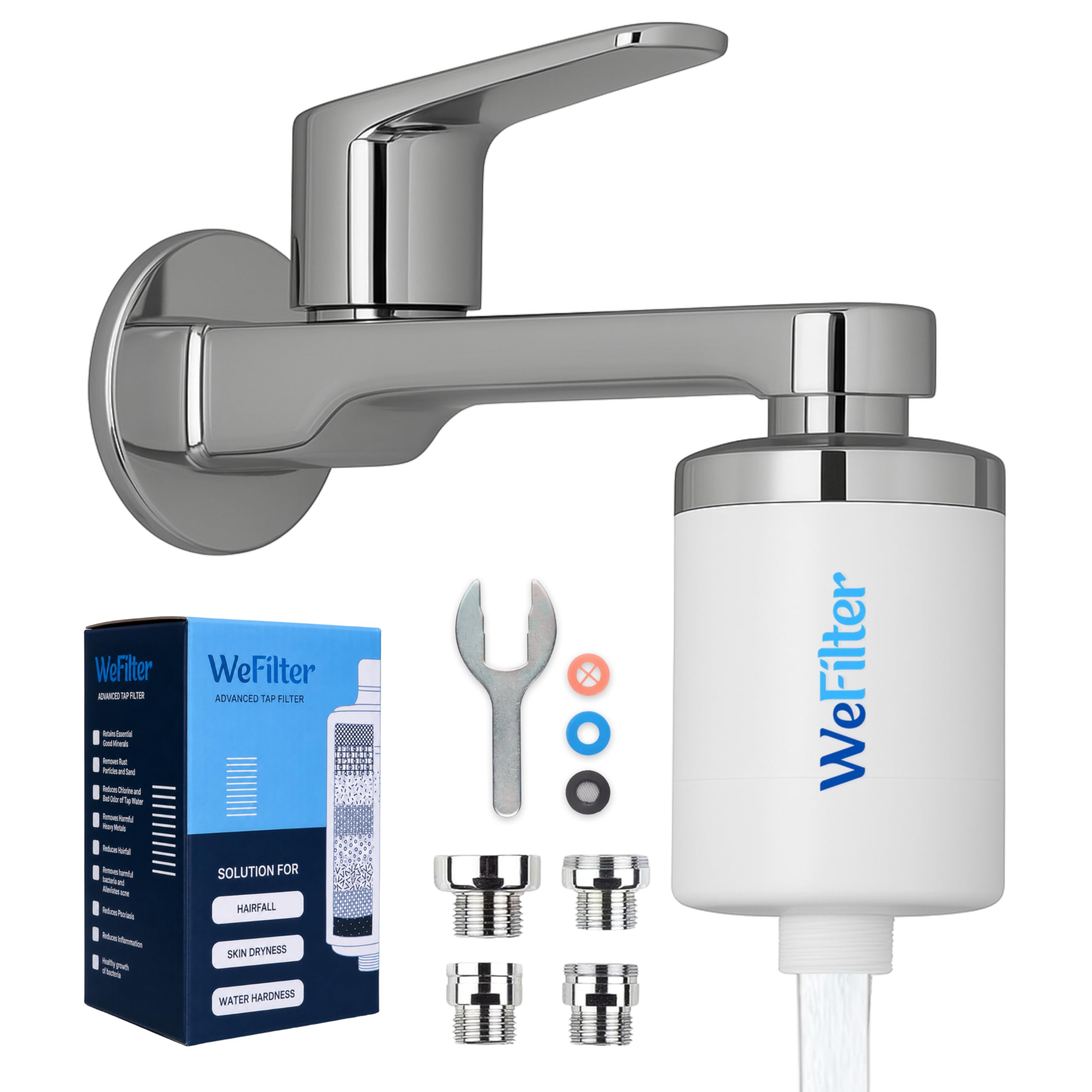 WeFilter Advanced Tap Filter+ with Installation Kit | Hard Water Softener for Bathroom & Kitchen | 10-Stage Water Filter for Tap | Chrome Finish | Hard Water Tap Filter for Bathroom & Kitchen-image-20