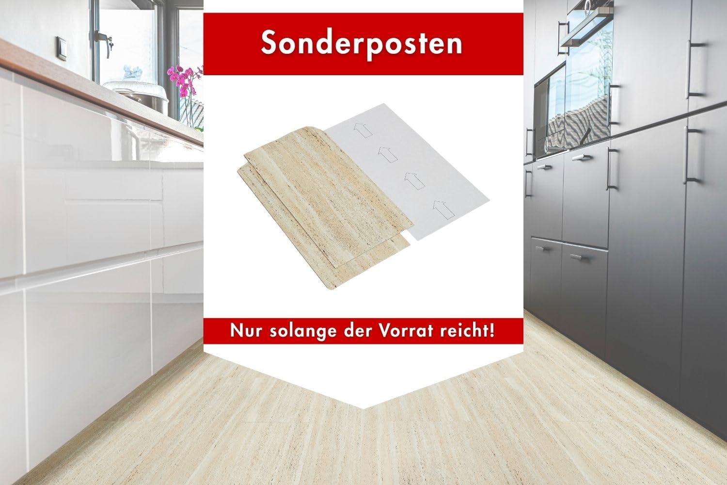 misento selbstklebende Fliesen aus PVC in Marmoroptik Beige | 24 Klebefliesen (4,46 m²) | Bodenfliesen | wasserabweisend & feuchtigkeitsbeständig | Vinyl Fliesen für Bad & Küche | 1,5 mm Stärke