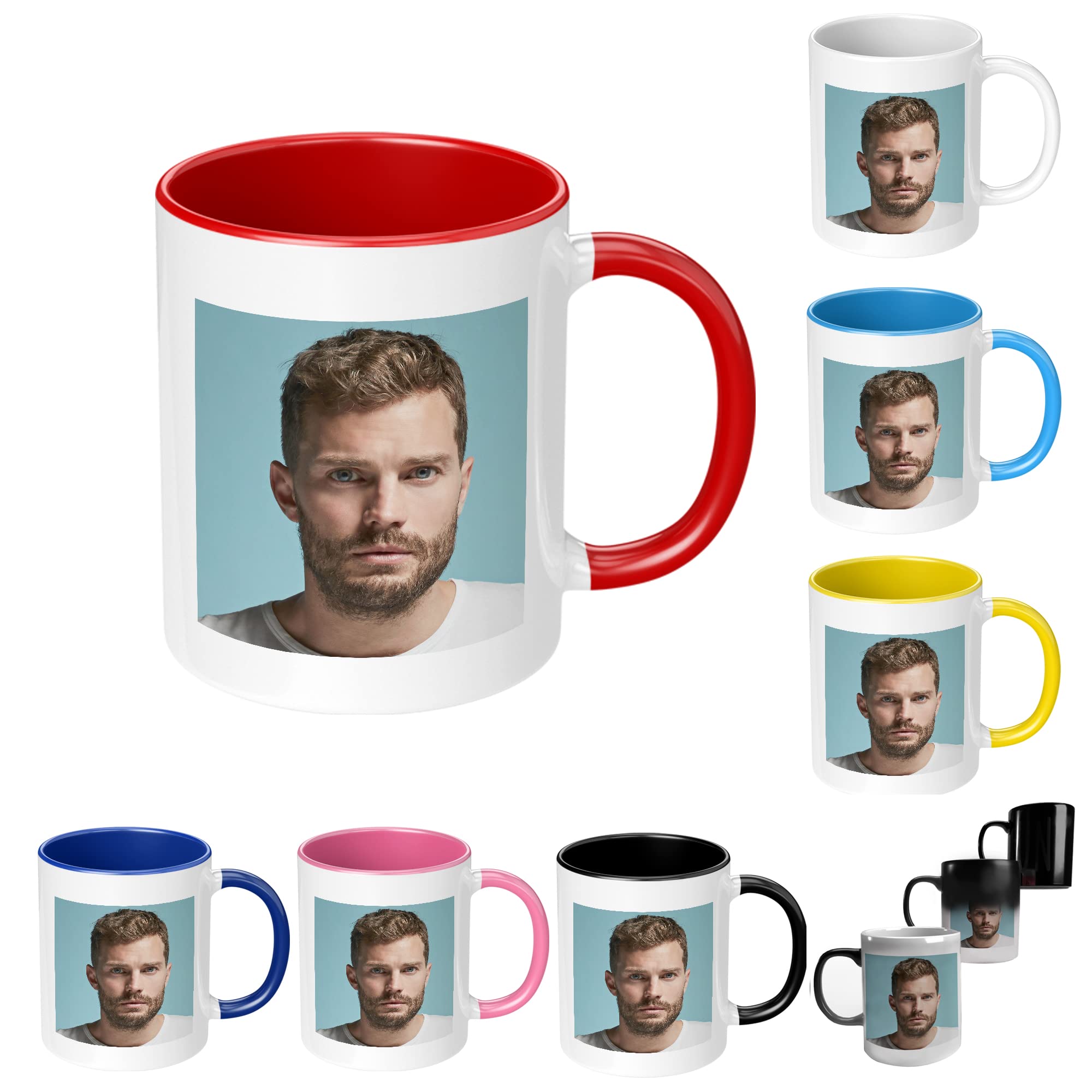 Print Maniacs Jamie Dornan Celebrity Christian Grey Movies Christmas Birthday Secret Santa Novelty Decoration Tea Coffee Gift Present (Blue Fill)