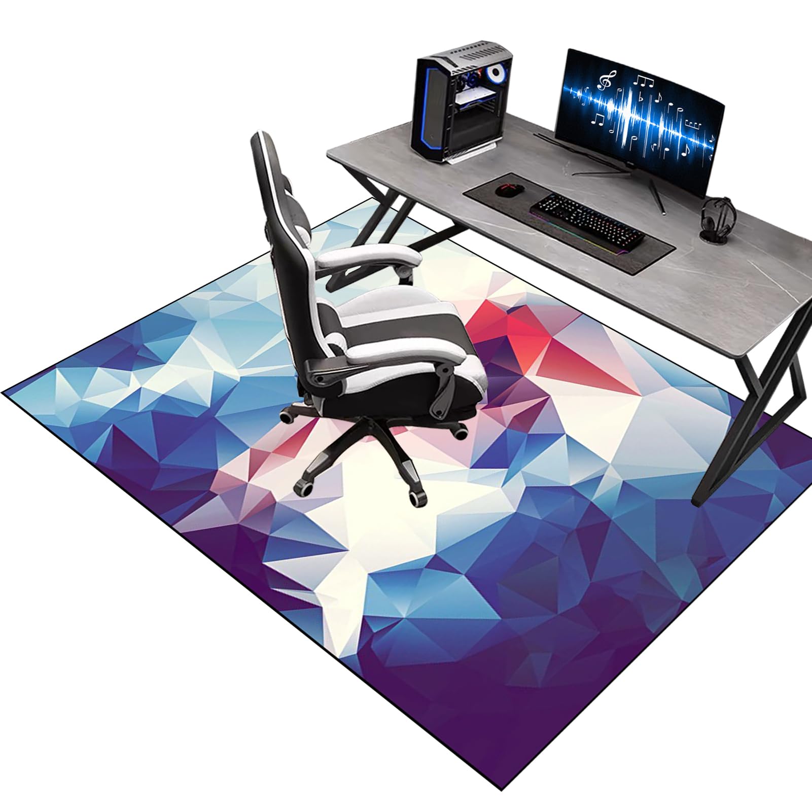 Tapis de chaise de jeu - Tapis de sol pour chaise - Tapis de sol bureau - Tapis de sol gaming - Tapis antidérapant sous chaise de bureau - 180 x 220 cm Tapis protège-sol pour chaise fauteuil gaming