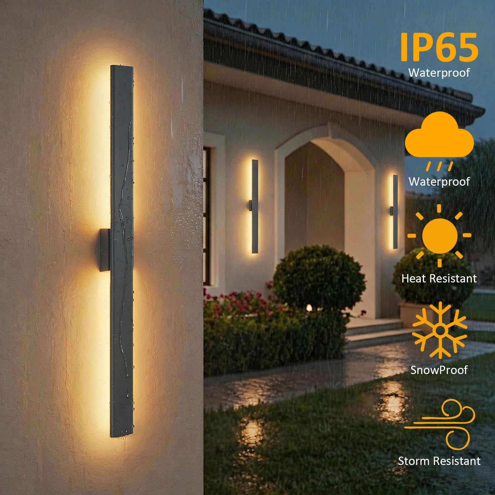 Klighten Aplique Pared Exterior, 100CM Lámpara de Pared LED Impermeable IP65 Luz de Aluminio Iluminación 3000K/4000K/6000K Ideal para jardines, Garajes, Portales (Antracita) | 3000K/4000K/6000K Lámpara de exterior, IP65 impermeable, lámpara de pared exter