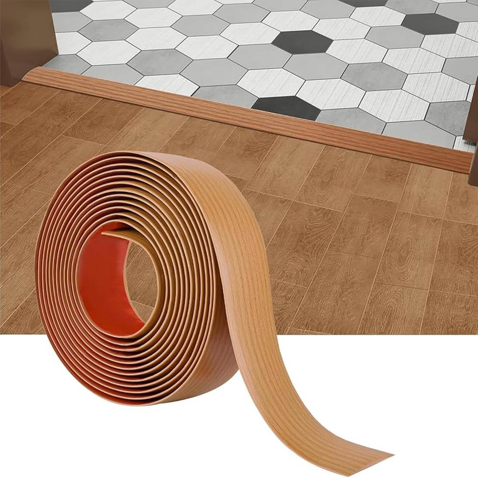 GOUZIBHD Flat Divider Strip, Self-Adhesive Floor Transition Strip, Floor Divider Strip for Joining Floor Gaps Floor Tiles, Carpet to Tile Transition Edging Trim(Size:15m/49.2ft)