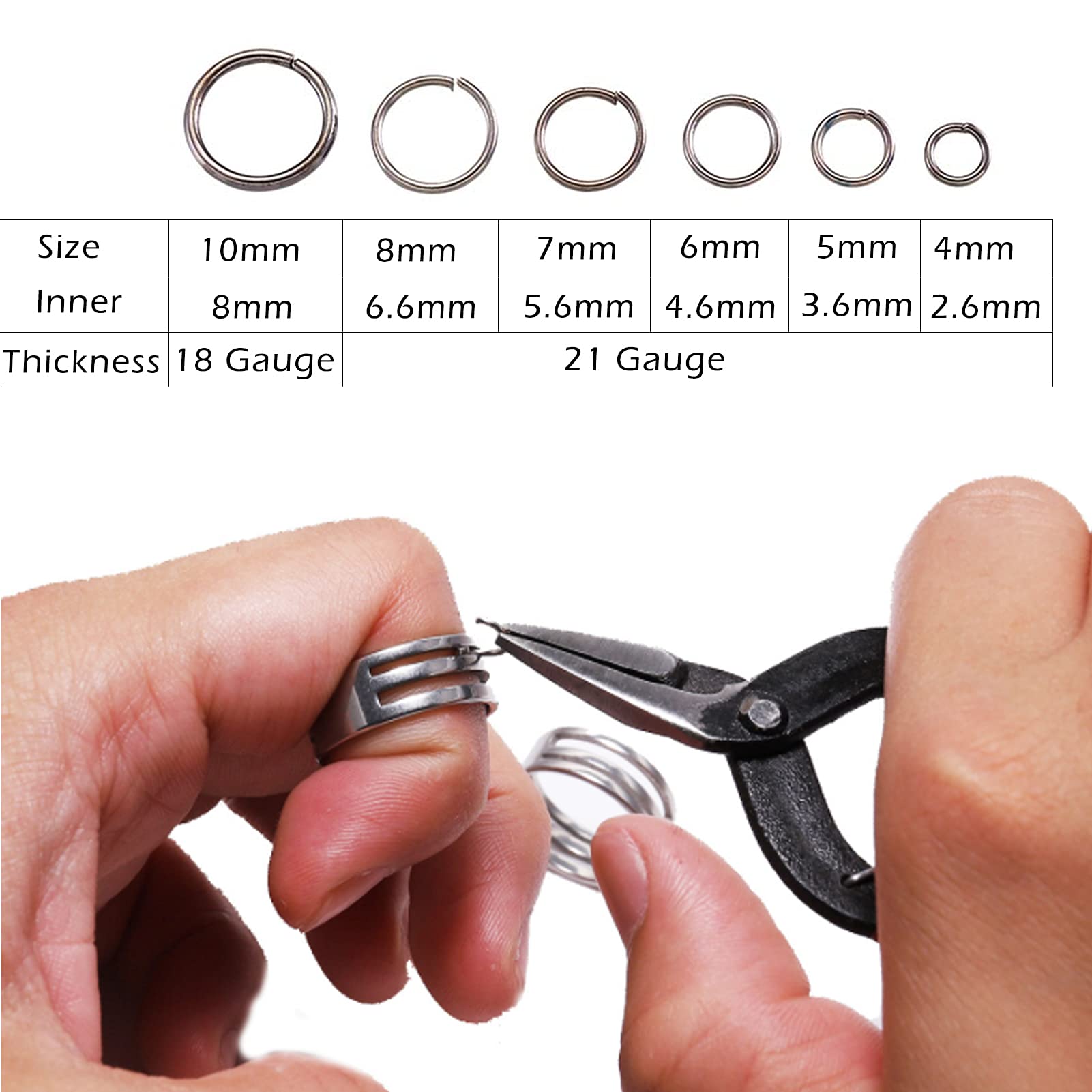 Pandahall 1Box/1745pcs Iron Open Round Jump Rings Split Rings Single Loop for Jewelry Makings 4mm/5mm/6mm/7mm/8mm/10mm Gunmetal - Image 2