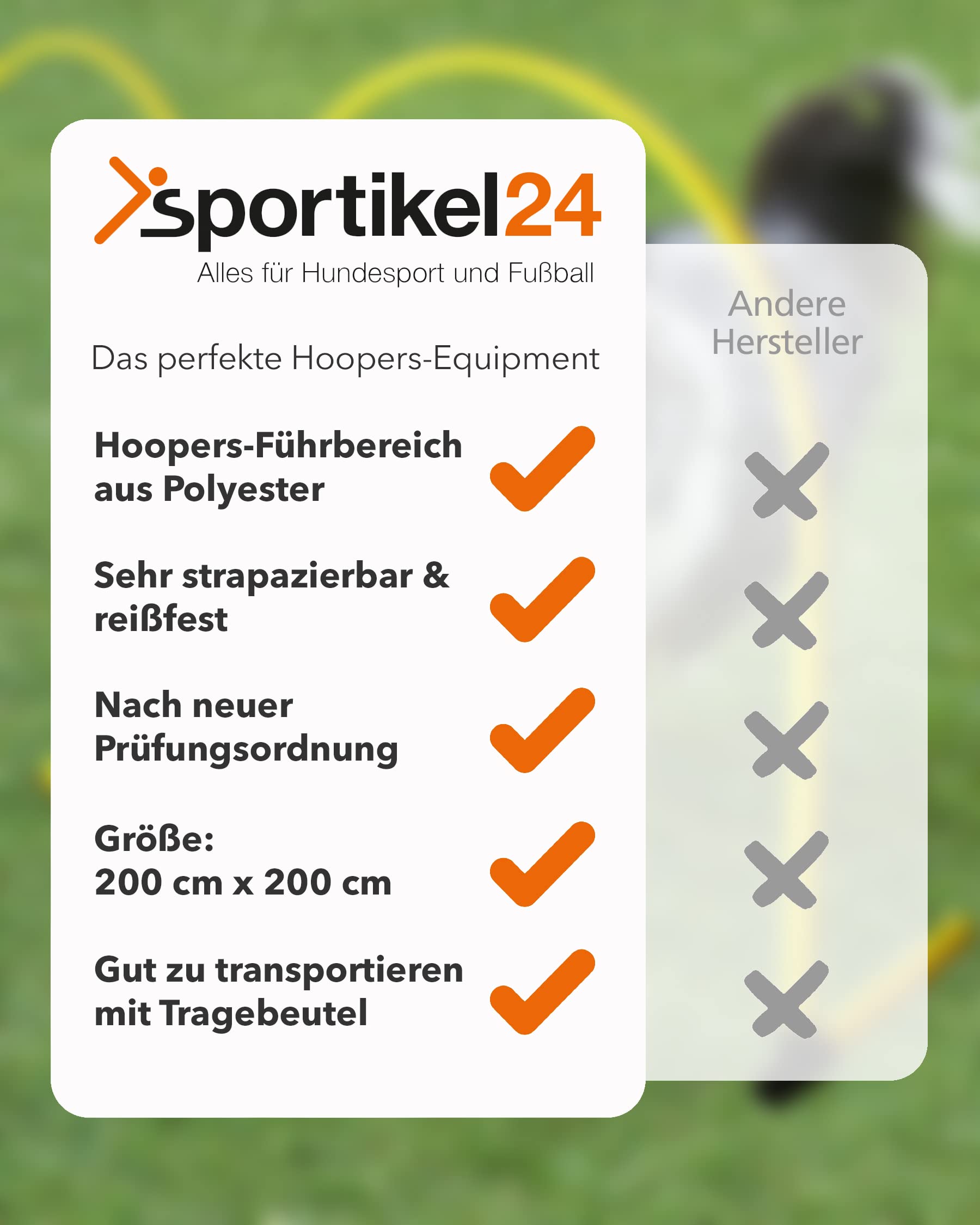 Hoopers-Führbereich 2 × 2 m – für H3 – gelb – inkl. Metallanker & Tragebeutel – Nylon