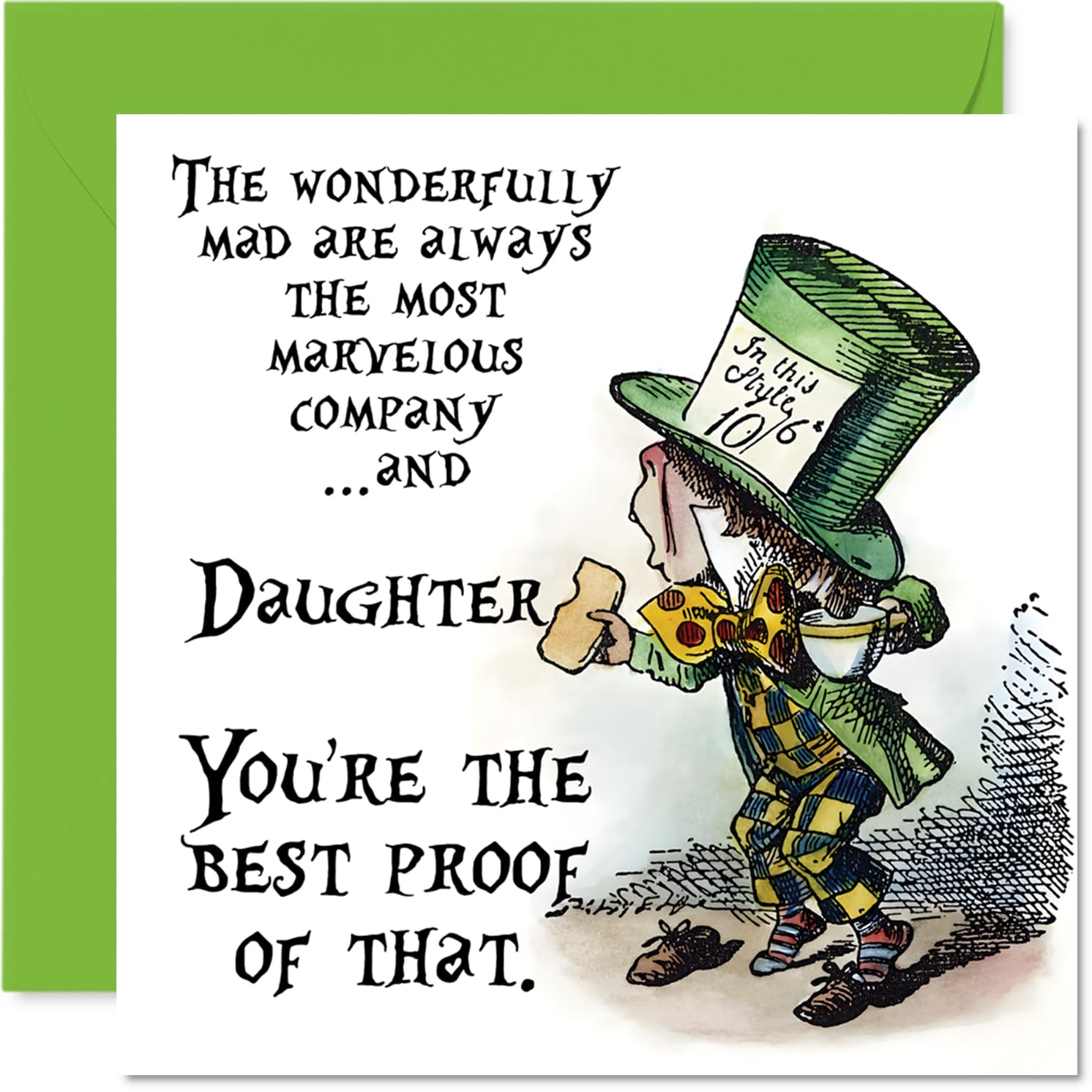 Daughter Birthday Card - Mad as a Hatter - Happy Birthday Card for Daughter from Dad Mum, 145mm vintage storybook Bday Greeting Cards