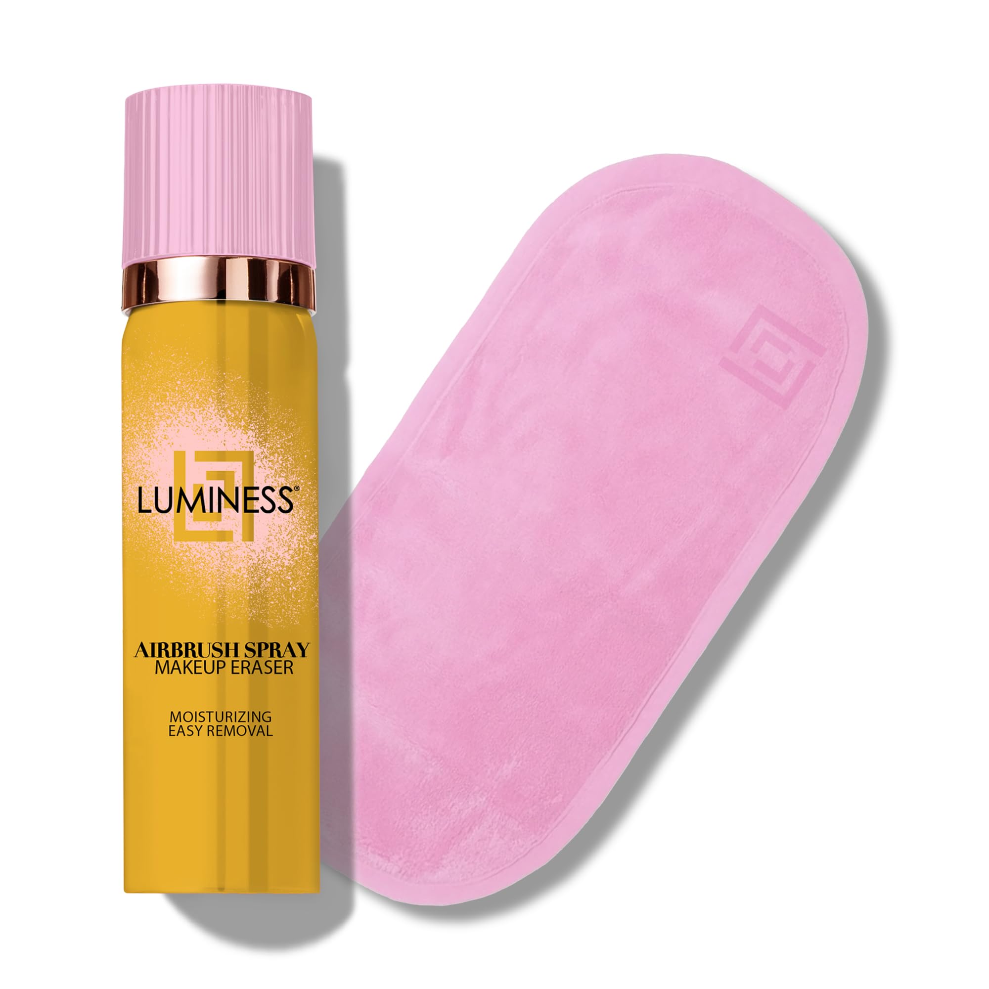 LUMINESSAirbrush Spray Makeup Eraser & Makeup Remover Cloth Set - Eye Makeup Remover Spray with Reusable & Eco-Friendly Makeup Washcloths for Face - Gentle Make Up Remover for Soft Skin