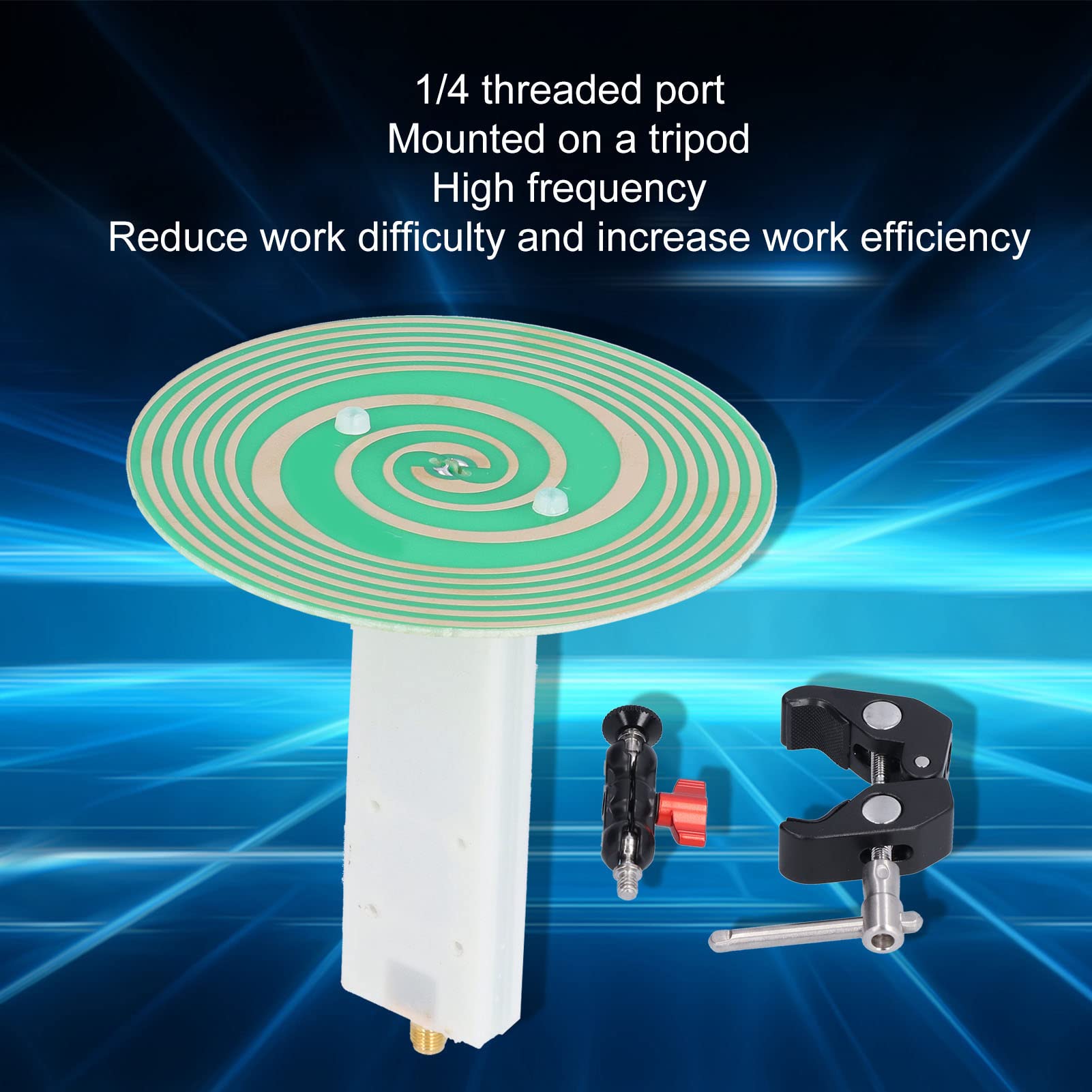 Antenna UWB a banda ultra larga R104 con guadagno 3dBi e porta di montaggio filettata da 1/4 di pollice per attacco treppiede - Design polarizzato circolarmente, gamma di