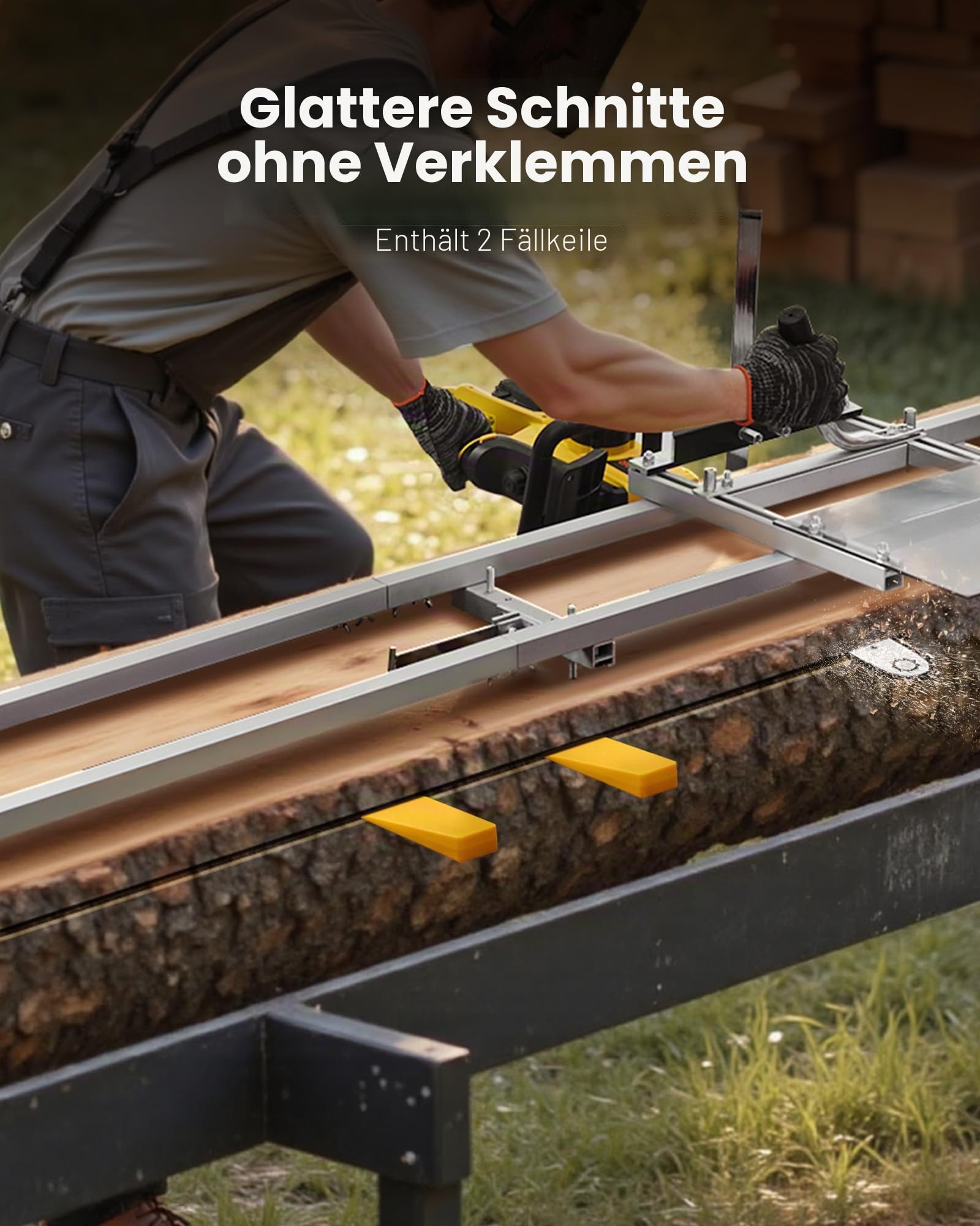 VEVOR 3,66m Sägewerk-Schienenführungssystem, 4 Querbalken-Kettensägenfräs-Kits, Alu-Sägefrässchienensystem für Kettensäge, 2 Keile, Schienenfräsführungs-Kit für Bauarbeiter & Holzarbeiter