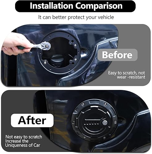 Miniatura 6 de Tapa de repuesto antirrobo para depósito de combustible de automóvil, compatible con Toyot Tundra 2017-2021, tapa de puerta de tanque de gasolina