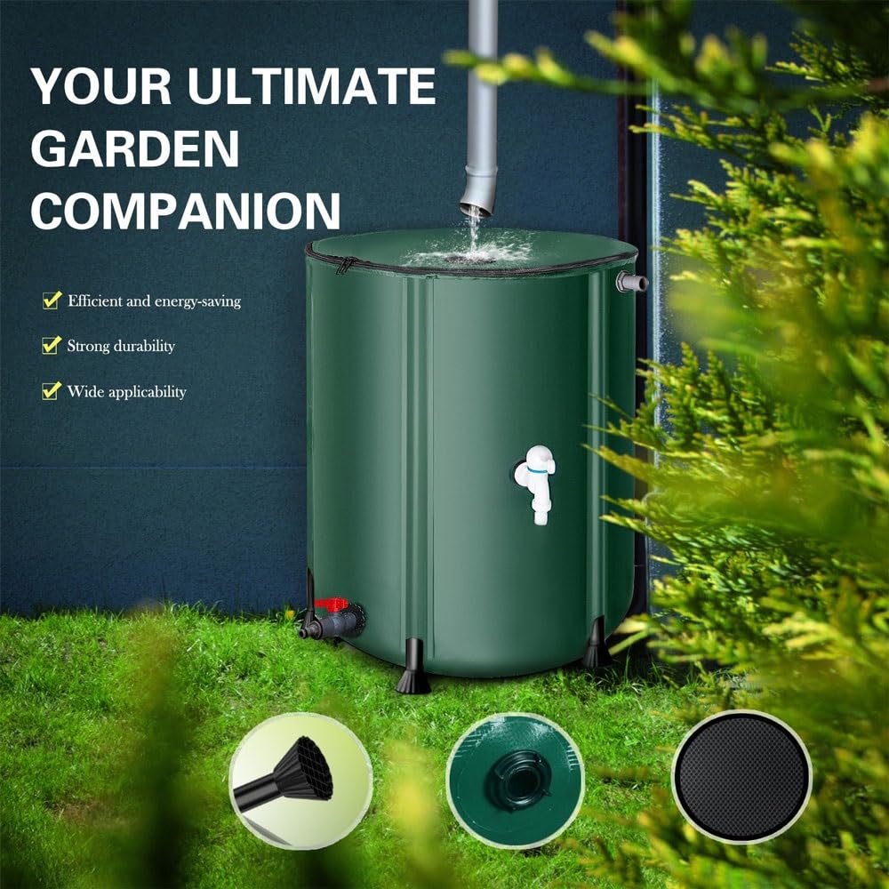 Depósito de recolección de agua de lluvia con grifo, ideal para jardín, riego, uso al aire libre y agua Sto (500 L)
