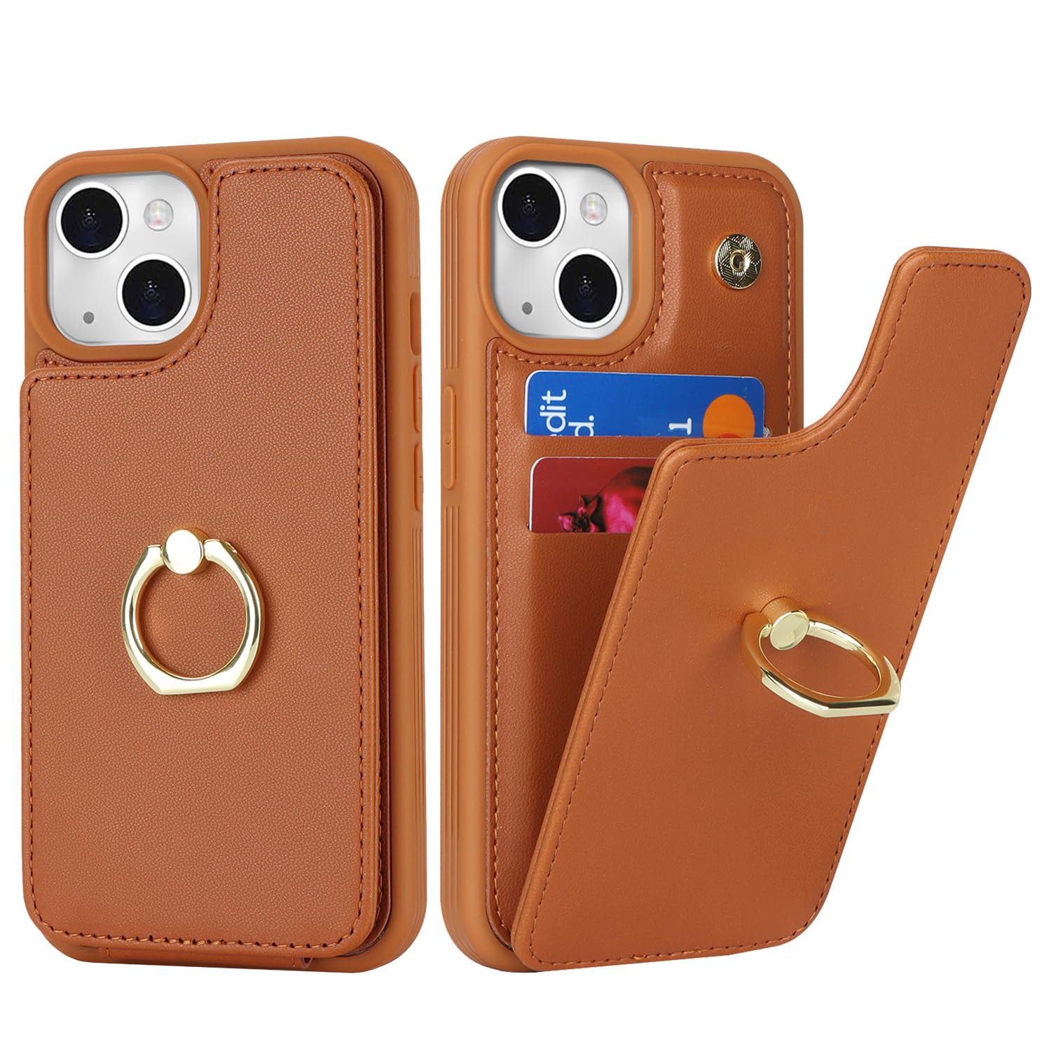 SailorTech per iPhone 7/8/SE Custodia con Portacarte e Supporto per Carta di Credito - Marrone