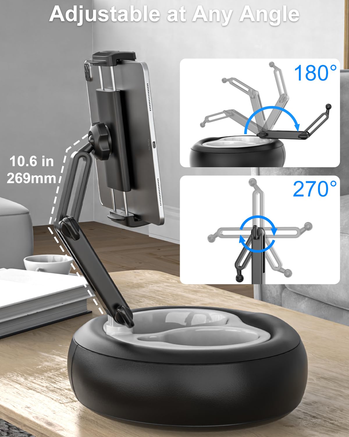 Tablet Kissenständer über Eine Snackschale und Einen Abnehmbaren Standfuß, Kissenständer iPad Halter Verfügt für Bett oder Sofa, Kompatibel mit Kindle, iPad Pro, Ebook und 4-13" Tablets