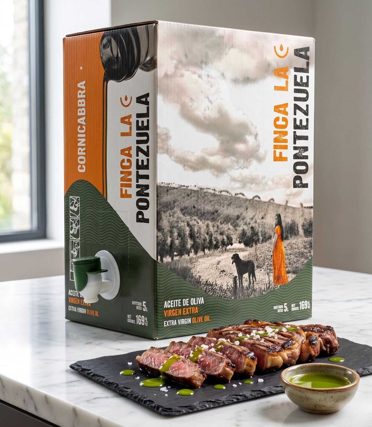 Finca La Pontezuela Bag in Box Aceite de Oliva Virgen Extra 5 Litros Cornicabra - Aceite Intenso de Nueva Campaña - AOVE Español 100% Ideal para Uso Diario - DOP Montes de Toledo (Paquete de 1)