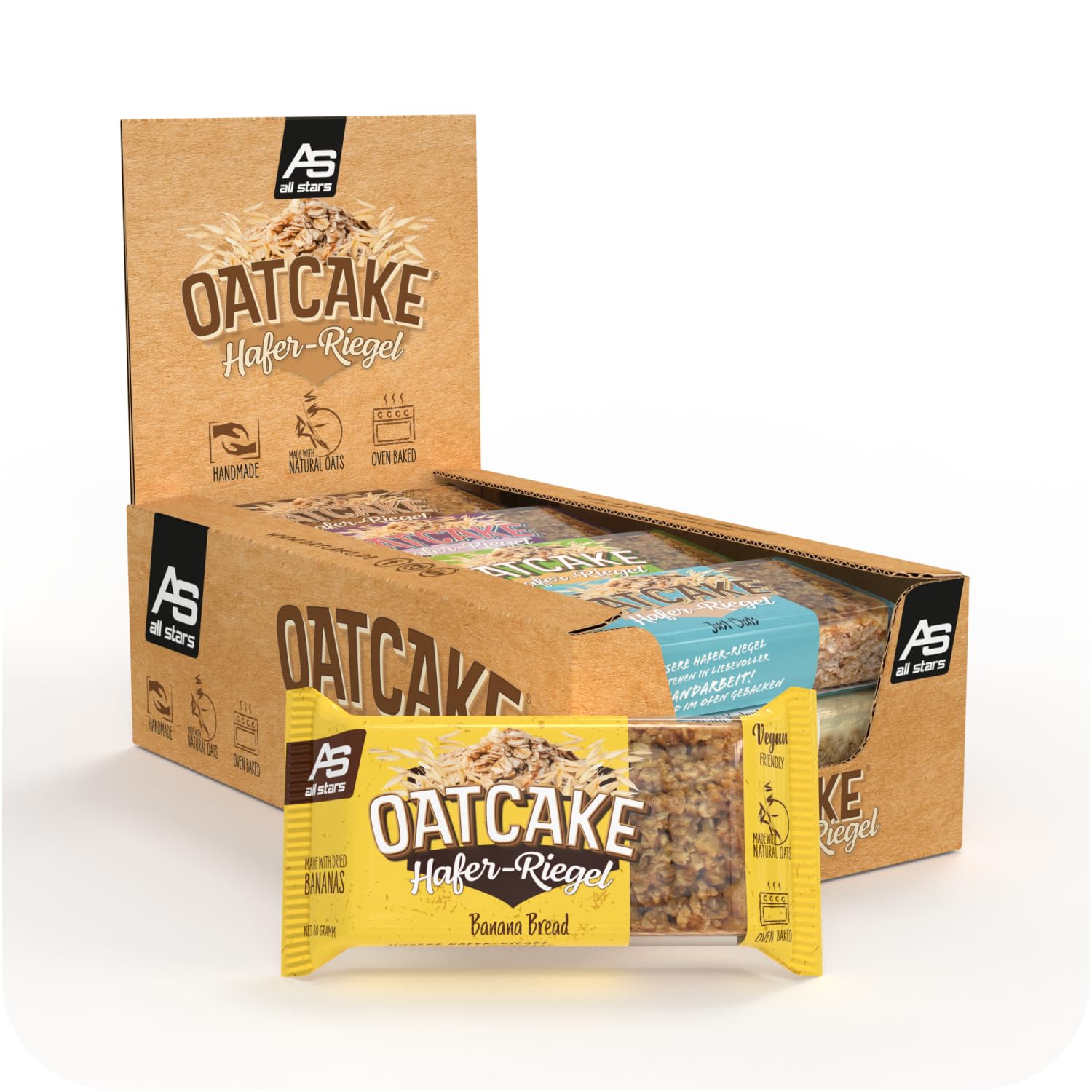 ALL STARS Oatcake Hafer-Riegel (Mix-Box, 12 x 80g) – Energy-Riegel mit Haferflocken & hochwertigen Kohlenhydraten – gebackener Oat Bar - soft & sättigend - idealer Mahlzeitenersatz