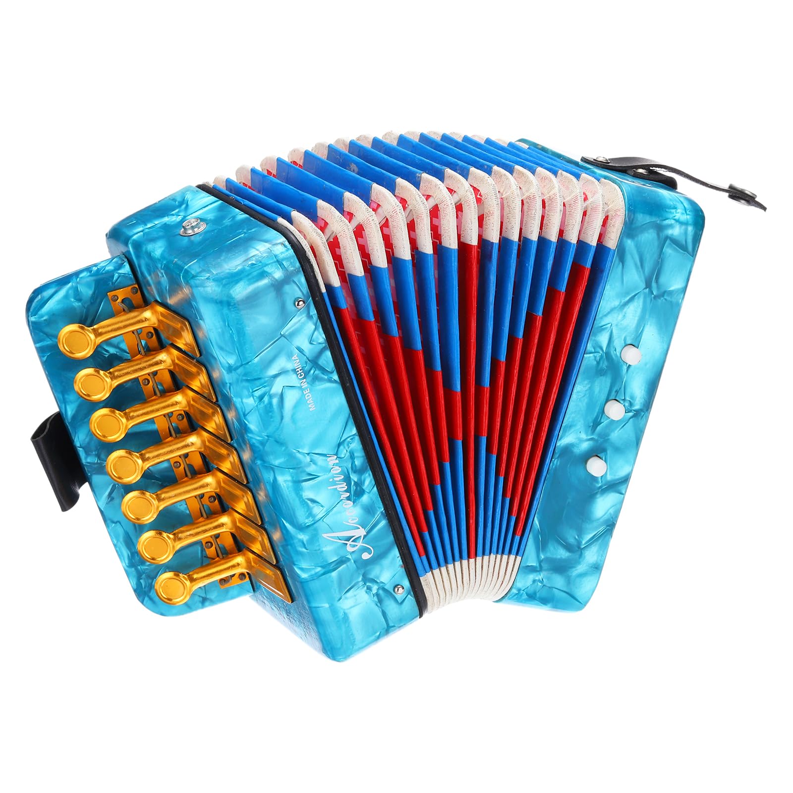 QUARKZMAN Accordéon, Accordéon à Boutons de 10 Touches Mini Instrument Musical Léger pour Adultes Débutants Éducatif, Bleu Ciel